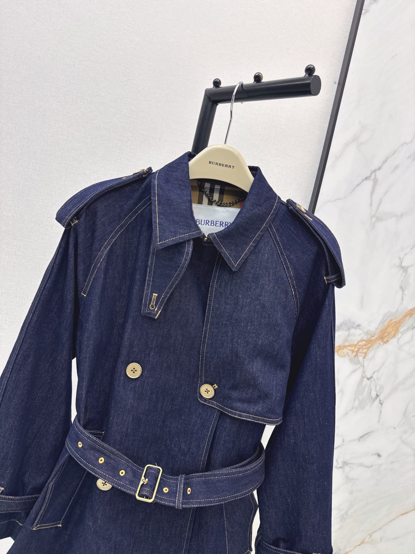 Bur 26fw belted denim jacket