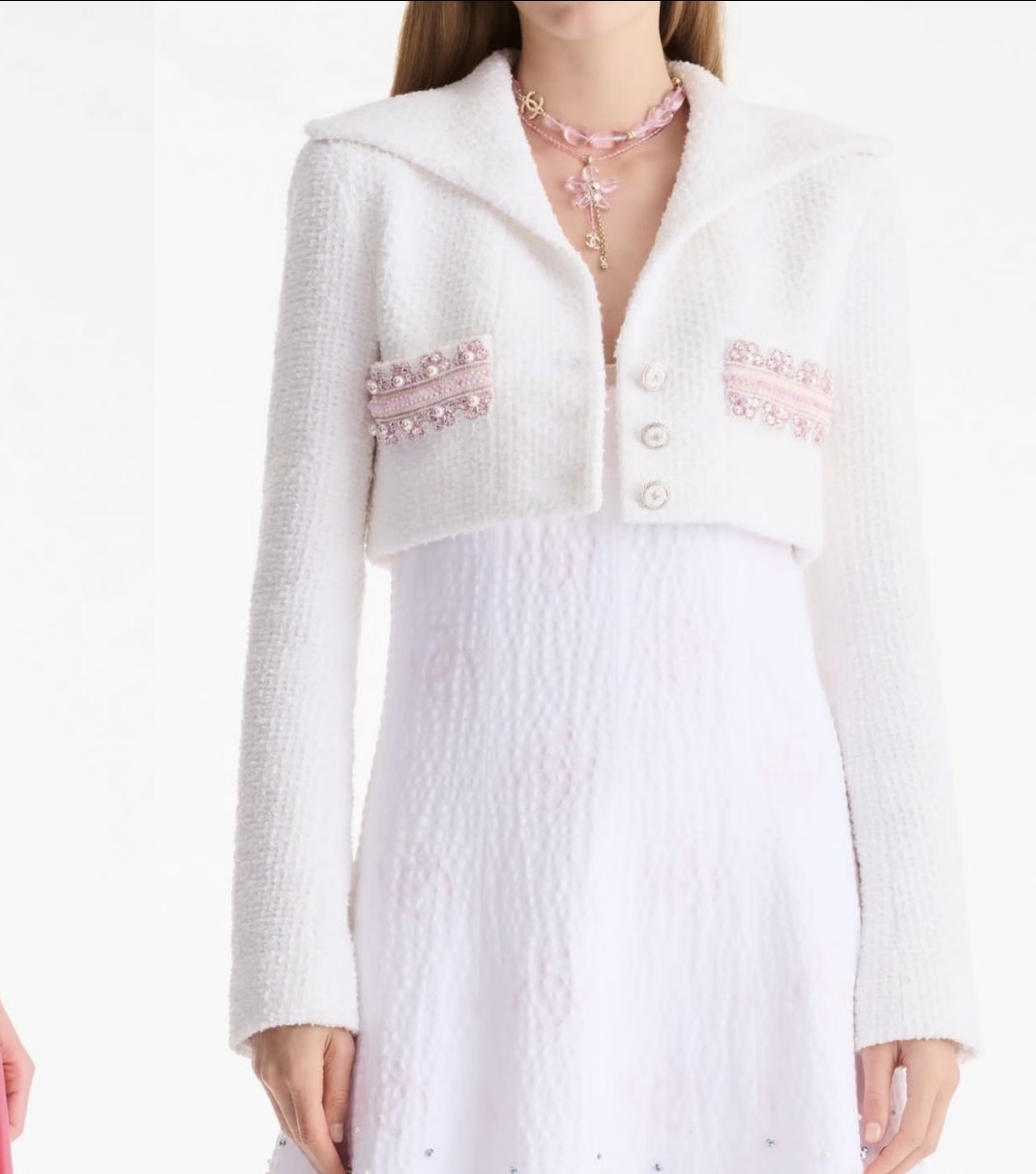 Chan 26fw cropped woven tweed jacket