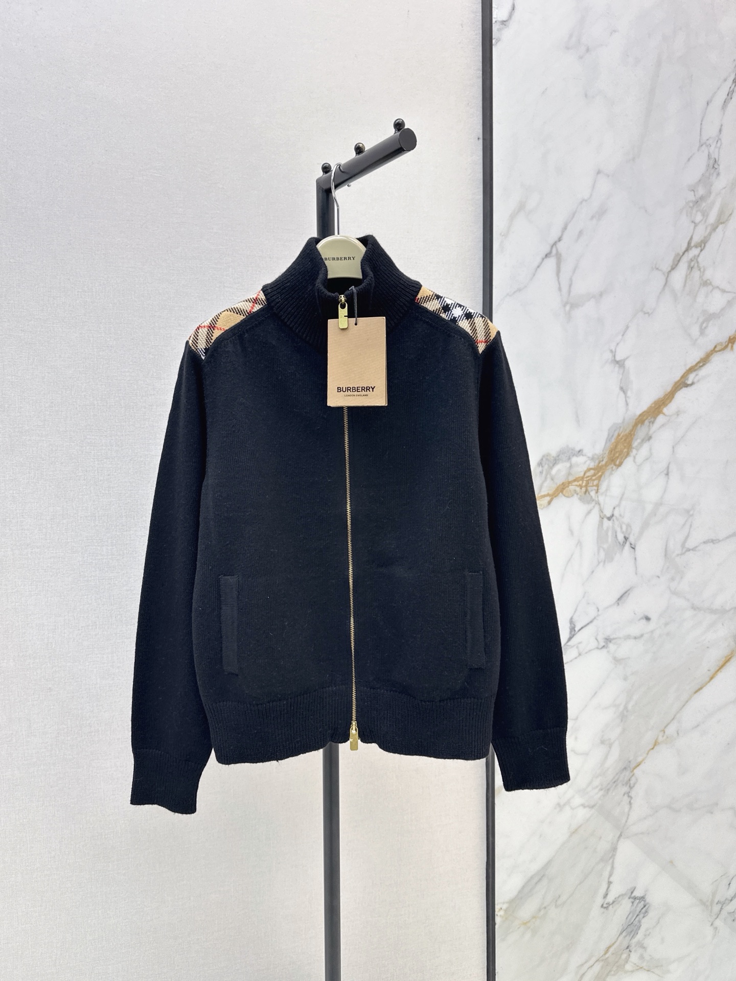 Burb 26fw check contract zipper jacket
