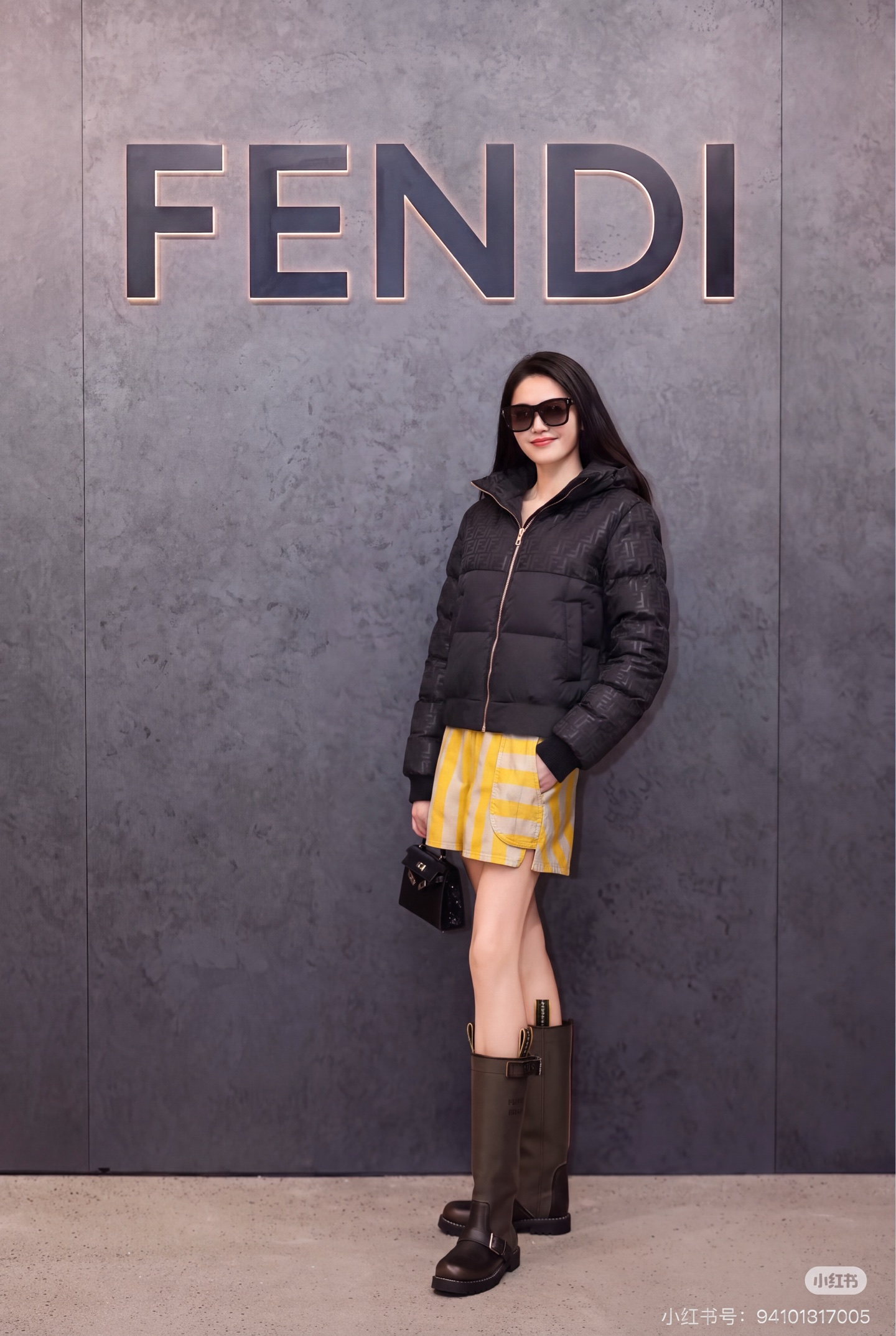 Fen 26fw jacquard hooded down jacket