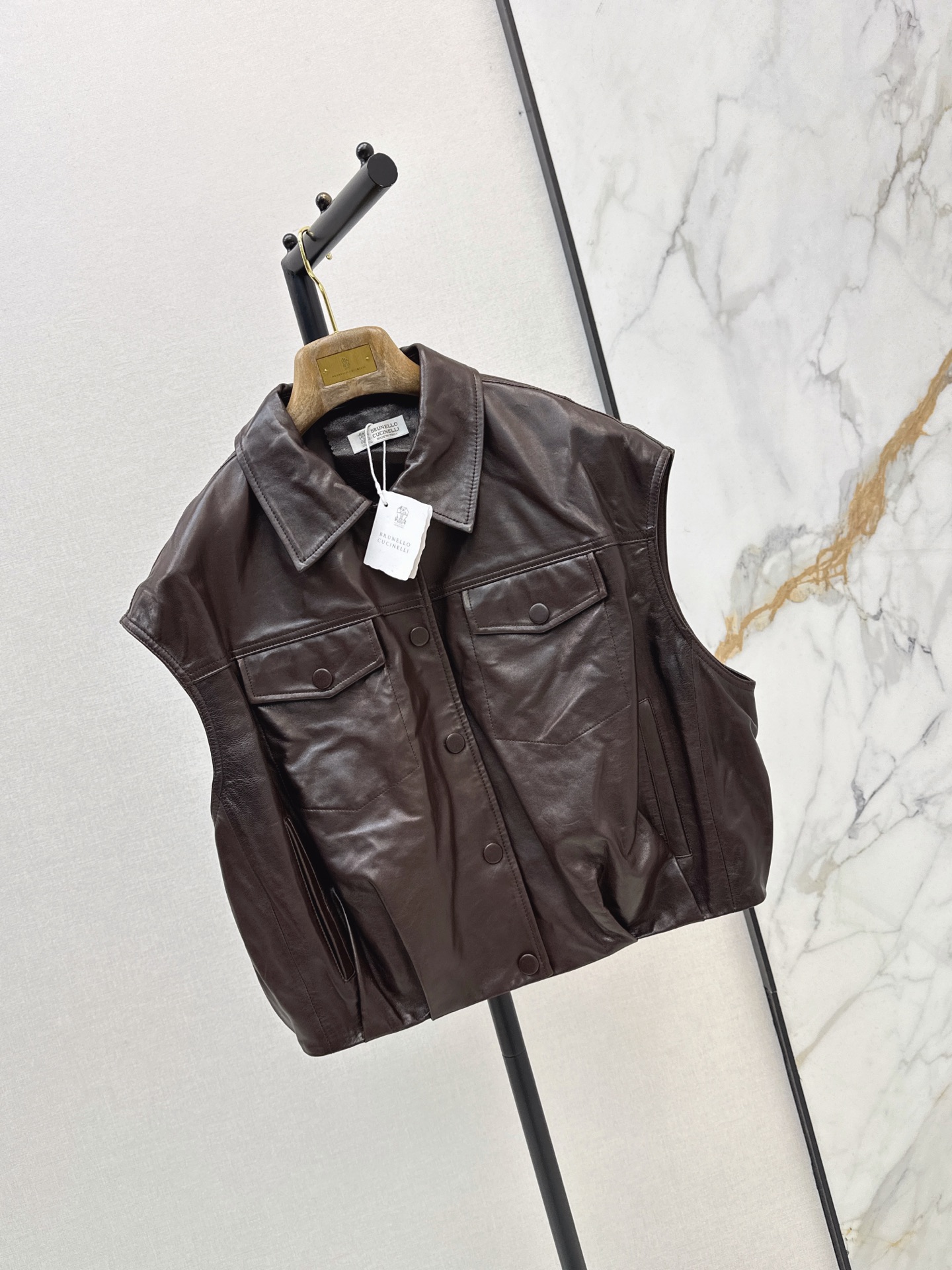 Brun 26fw leather vest jacket