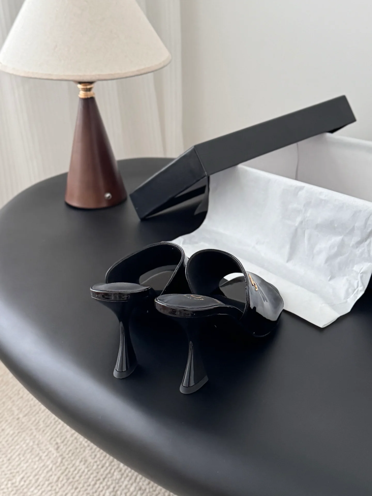 Chan 25fw high heeled slides sandals