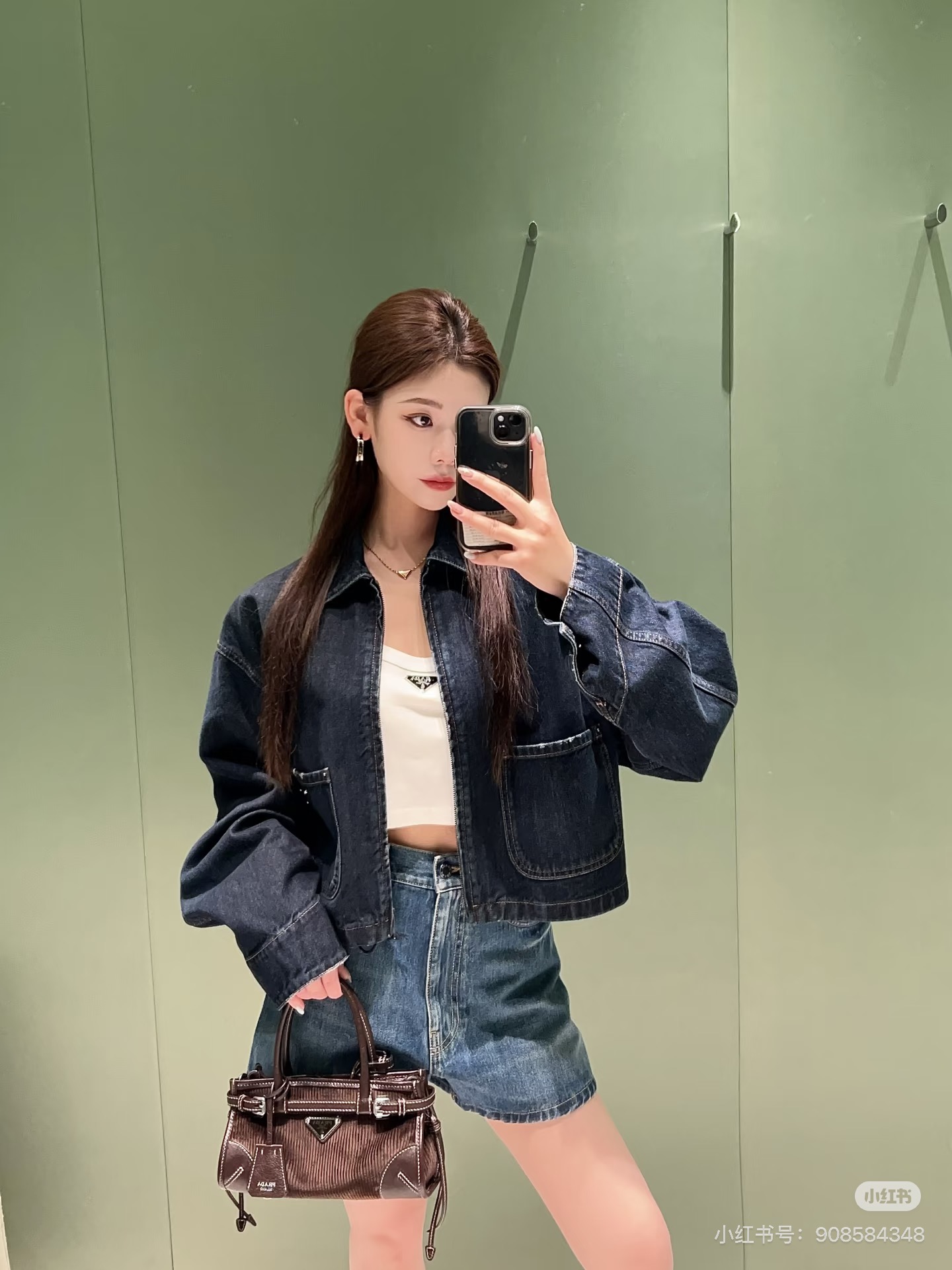 Pra 26fw zip-up denim jacket