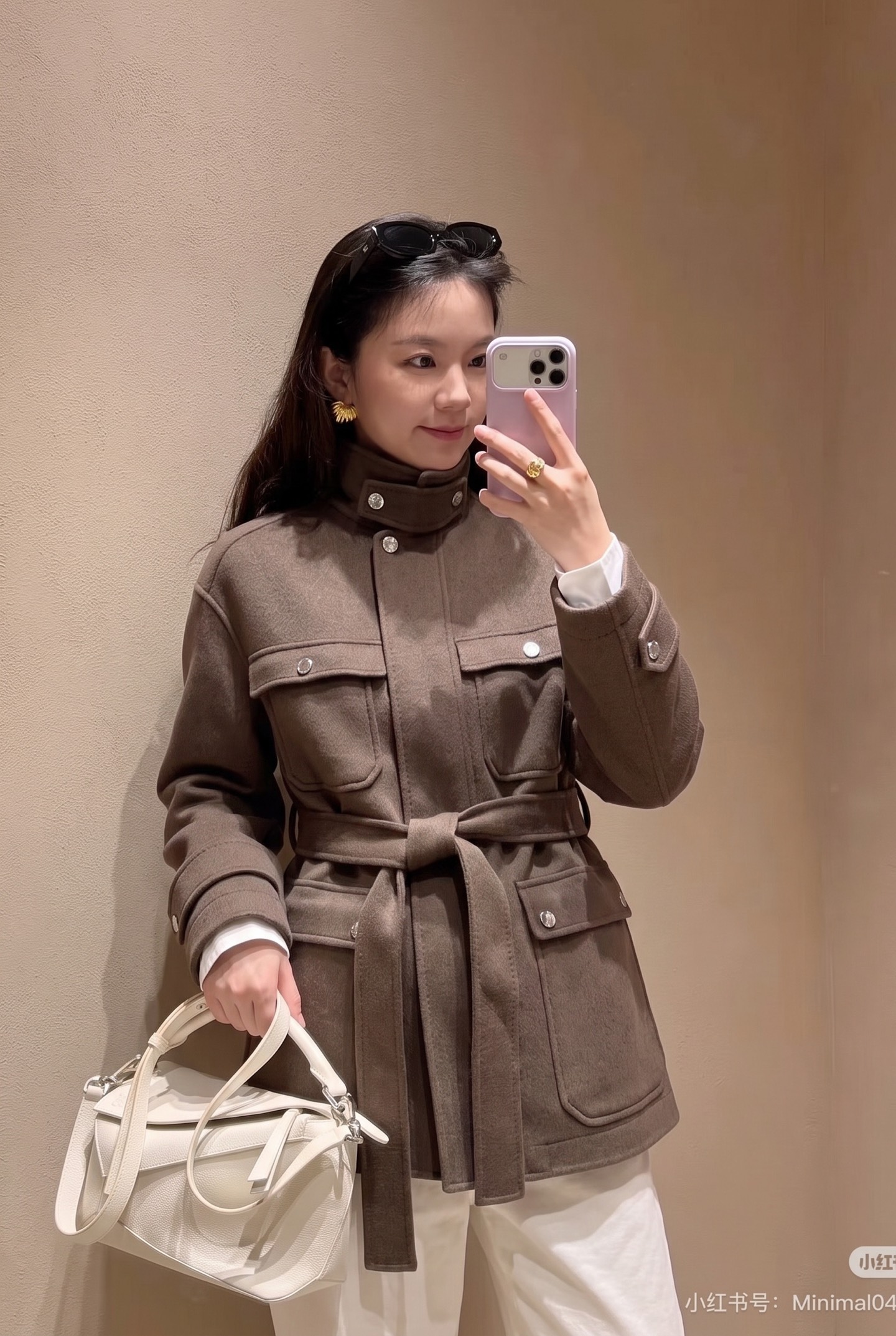 Her 26fw woolen belted jacket