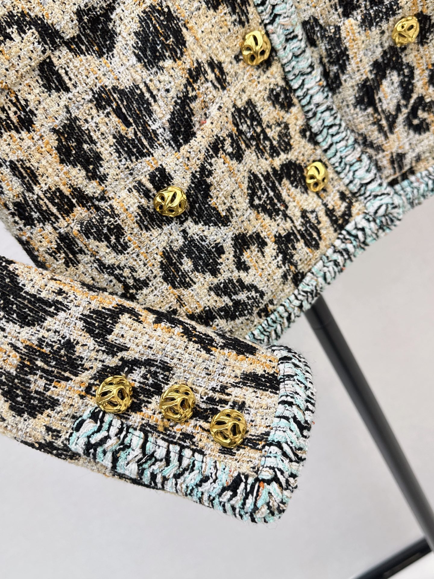 Chan 26fw leopard jacquard woven jacket
