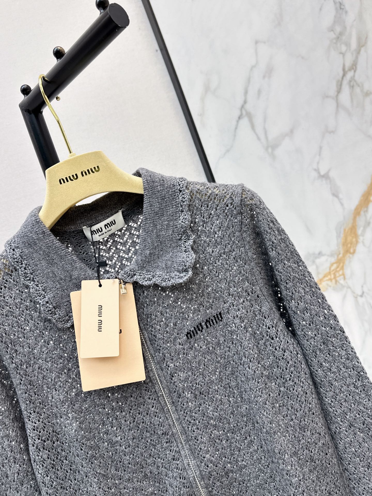 Miu 26fw knit zipper sweater
