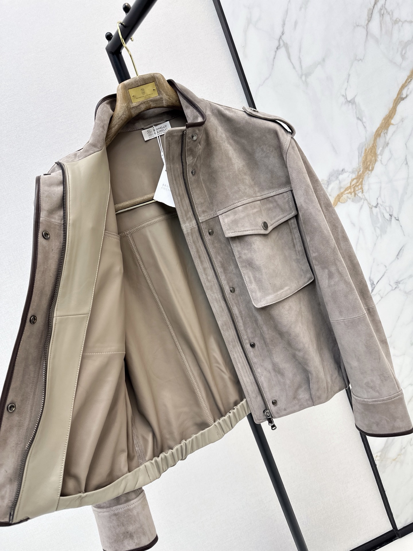 Brun 26fw suede fleece leather jacket