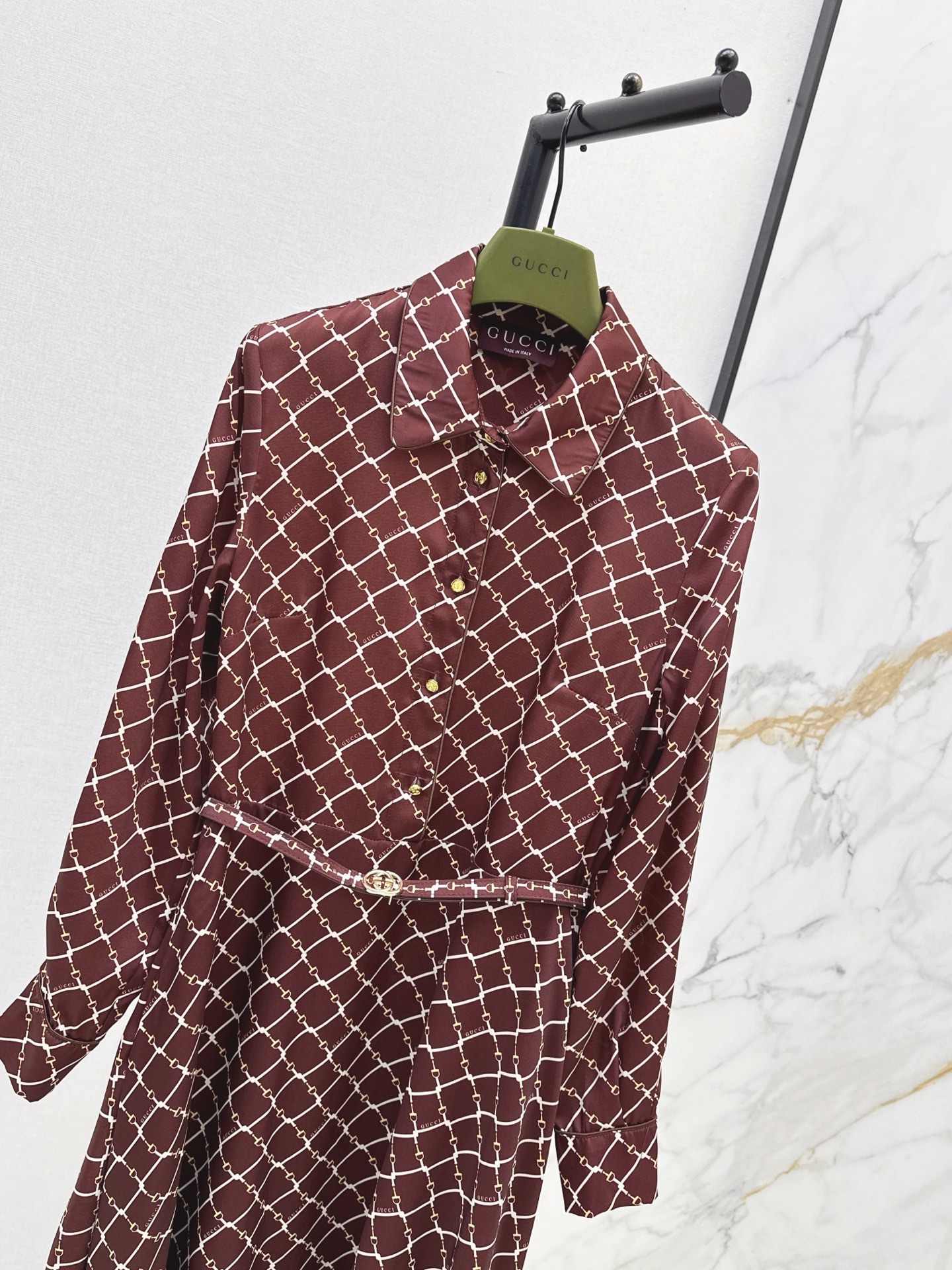 Guc 26fw check print shirt dress