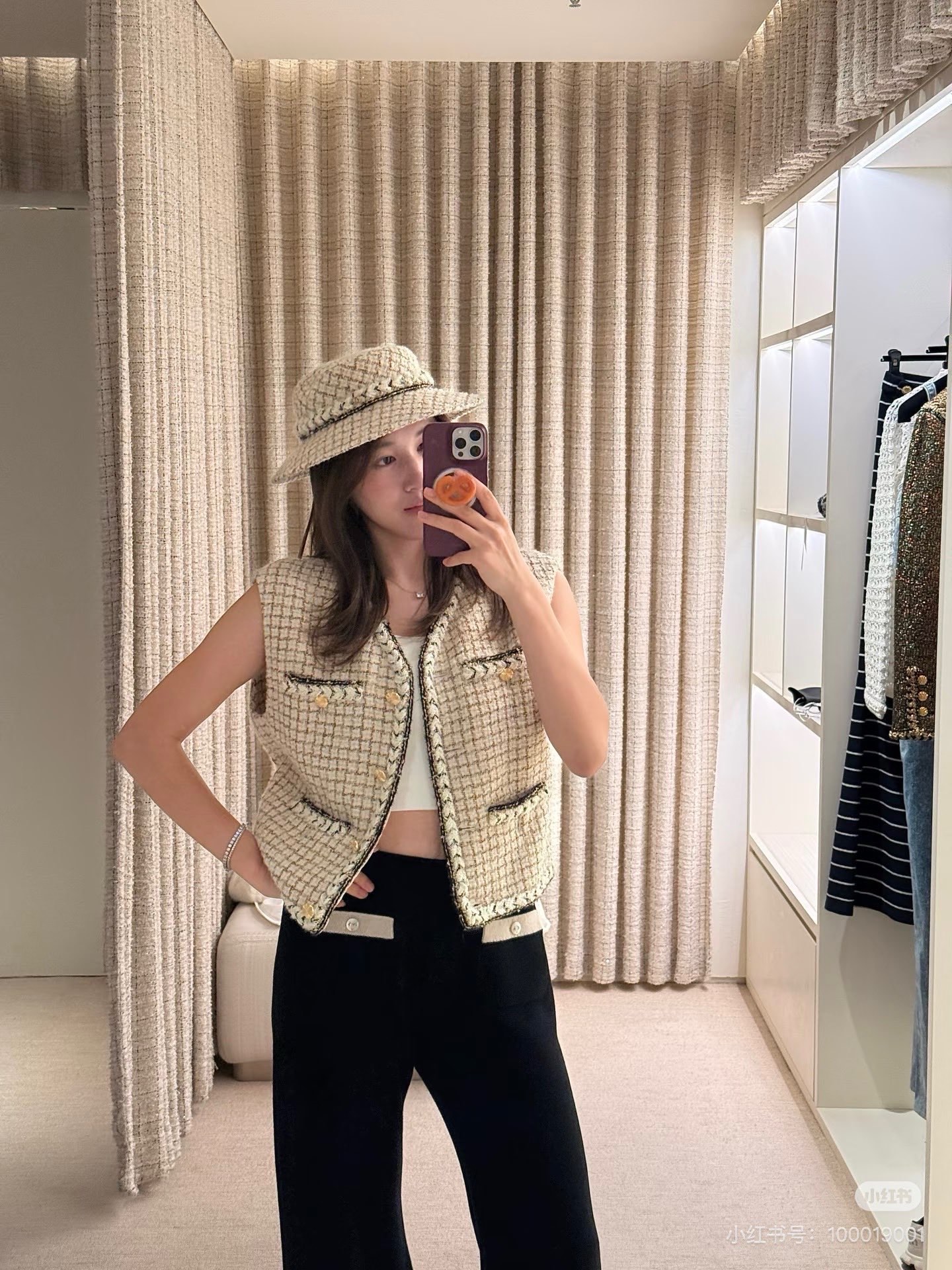 Chan 26fw woven tweed vest
