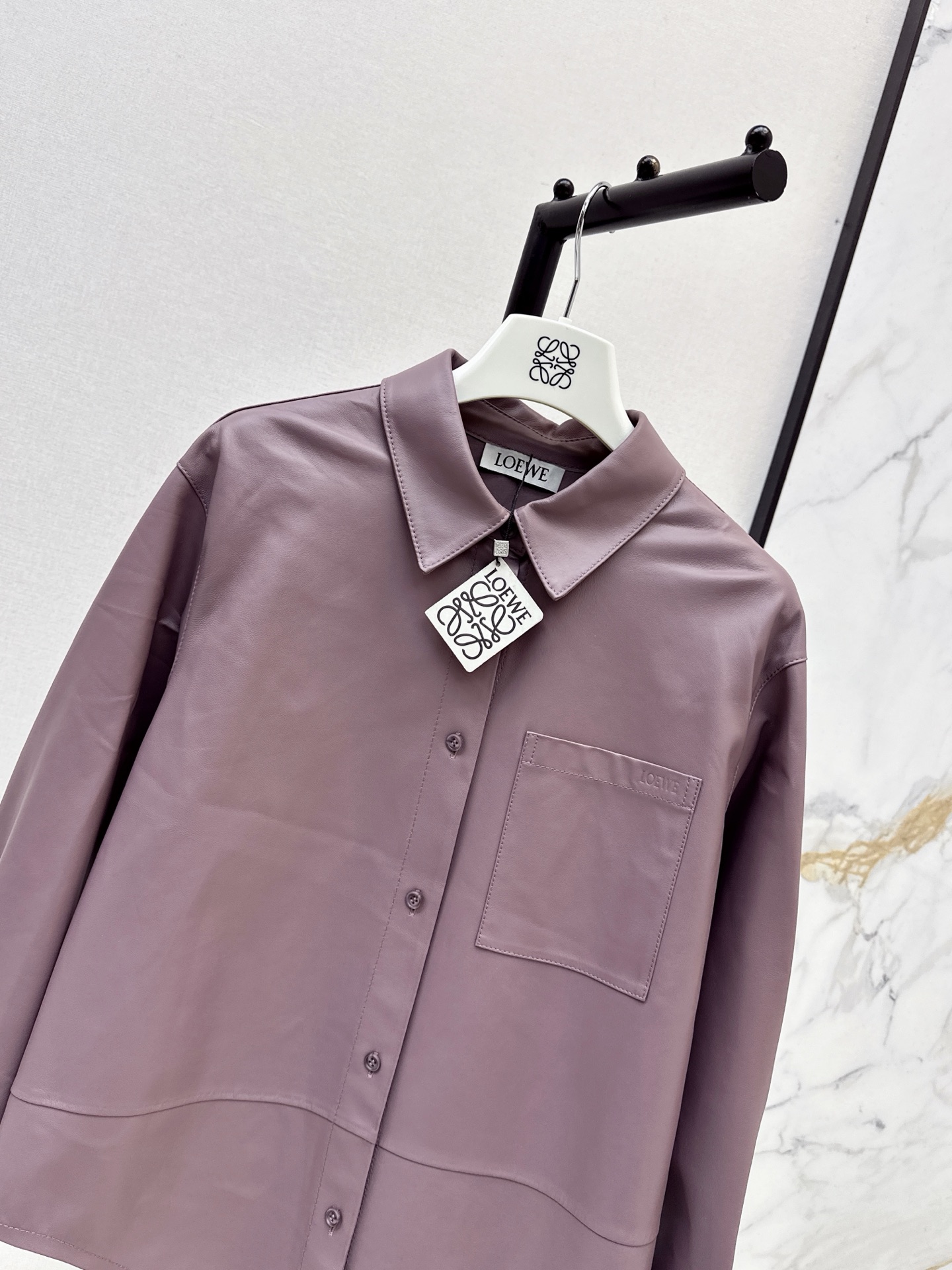 Loe 26fw leather shirt jacket