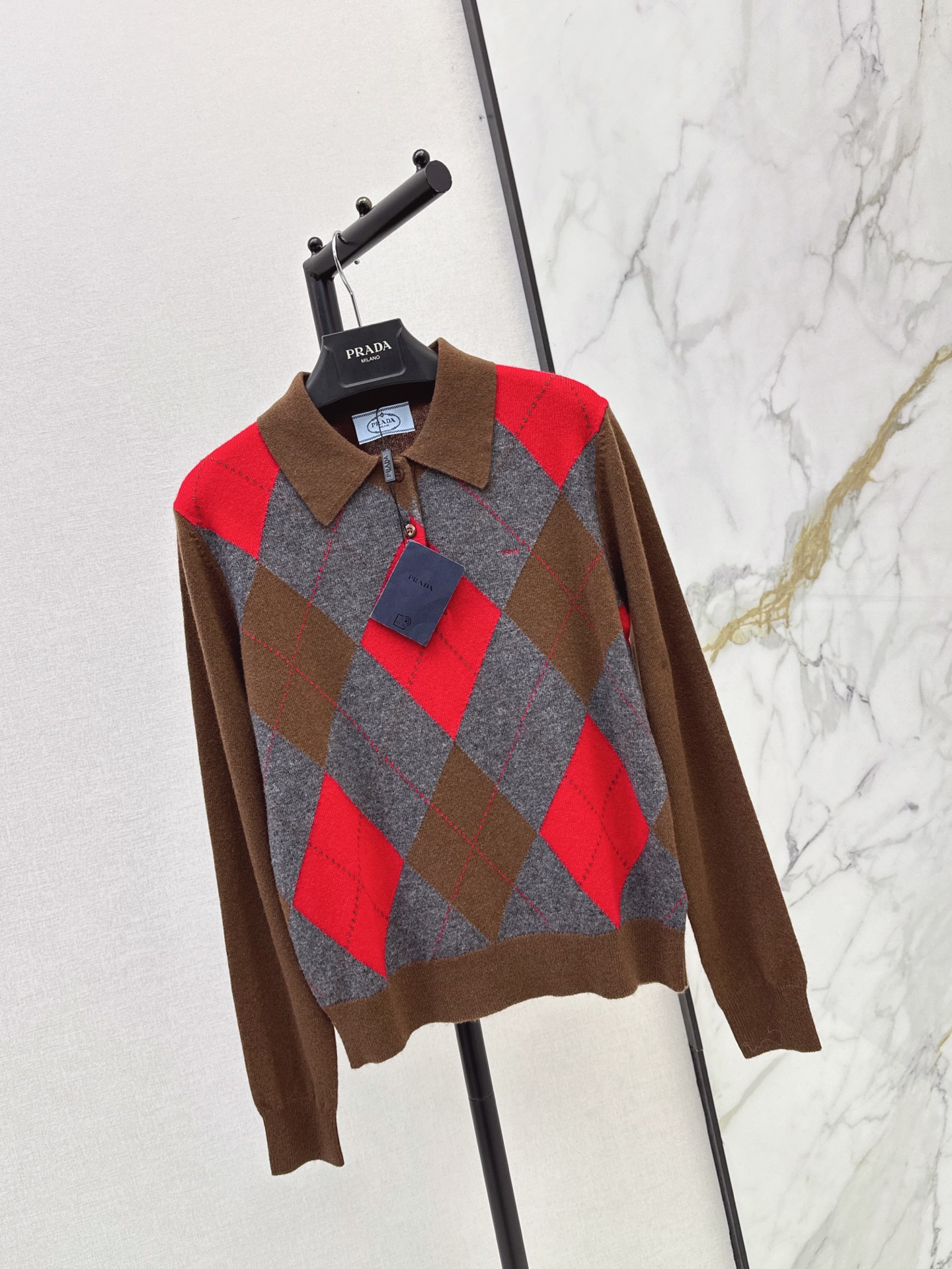 Pra 26fw jacquard polo knitwear