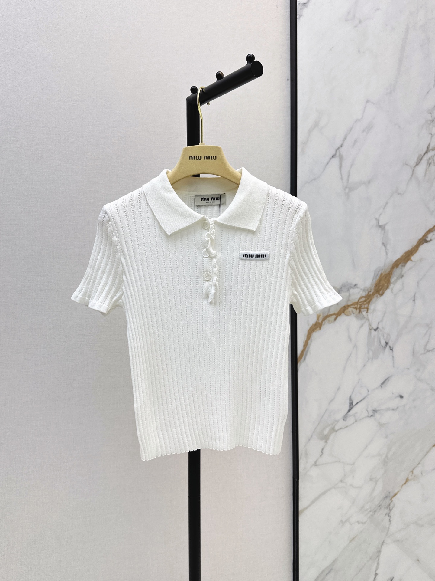Miu 26fw polo knit top