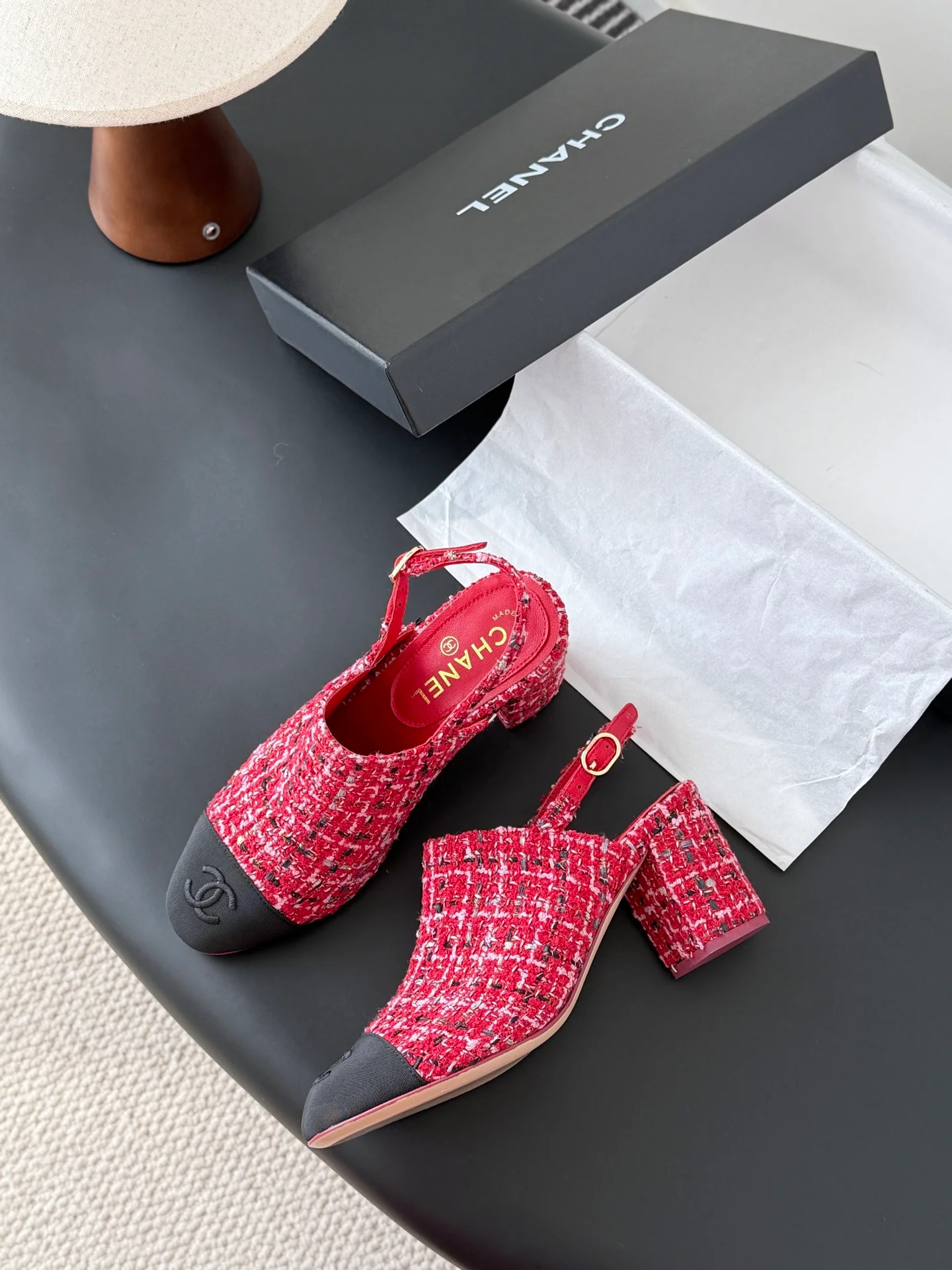 Chan 25fw slingback chunky heels