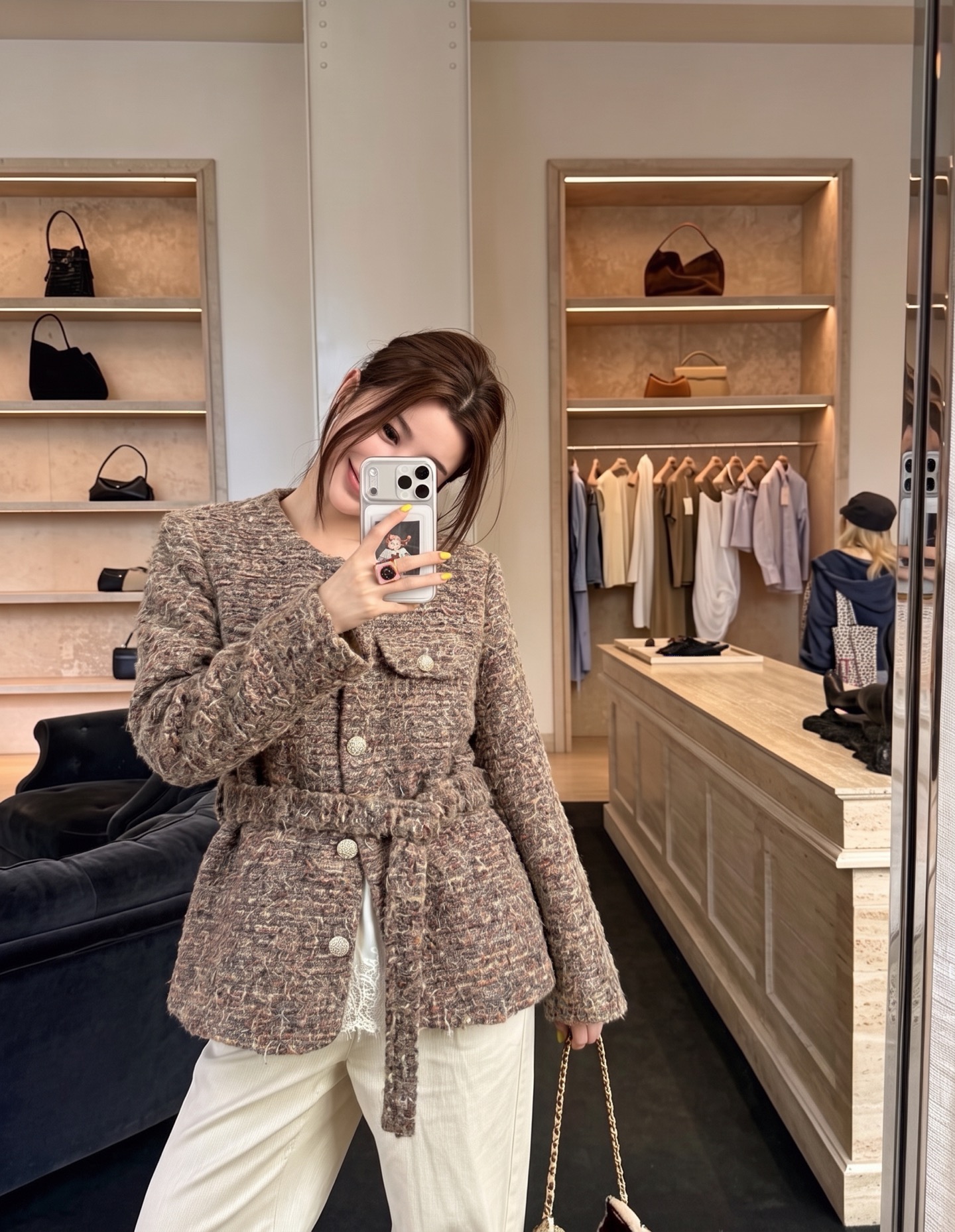 Chan 26fw belted woven jacket