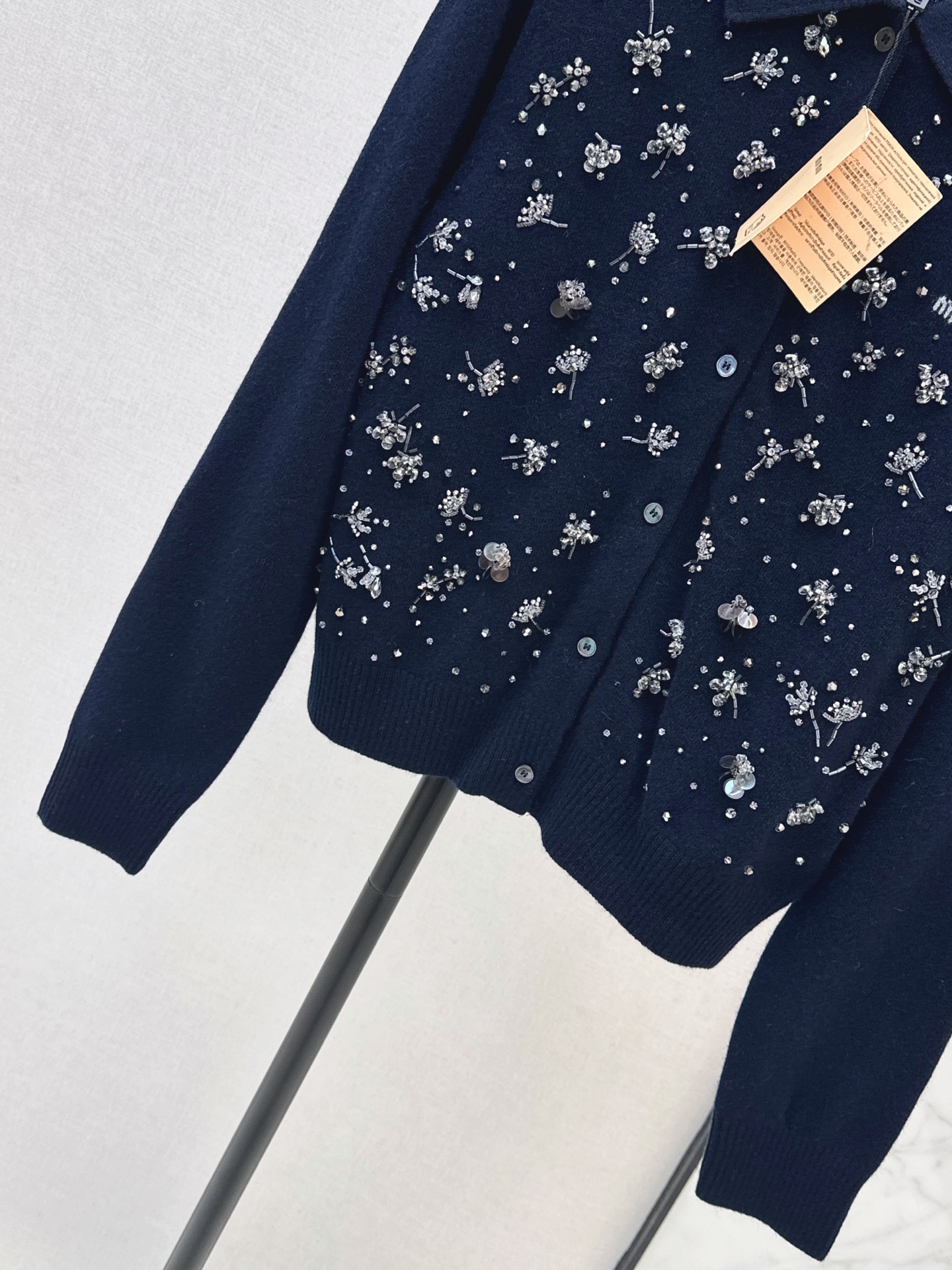 Miu 26fw beading knit cardigan