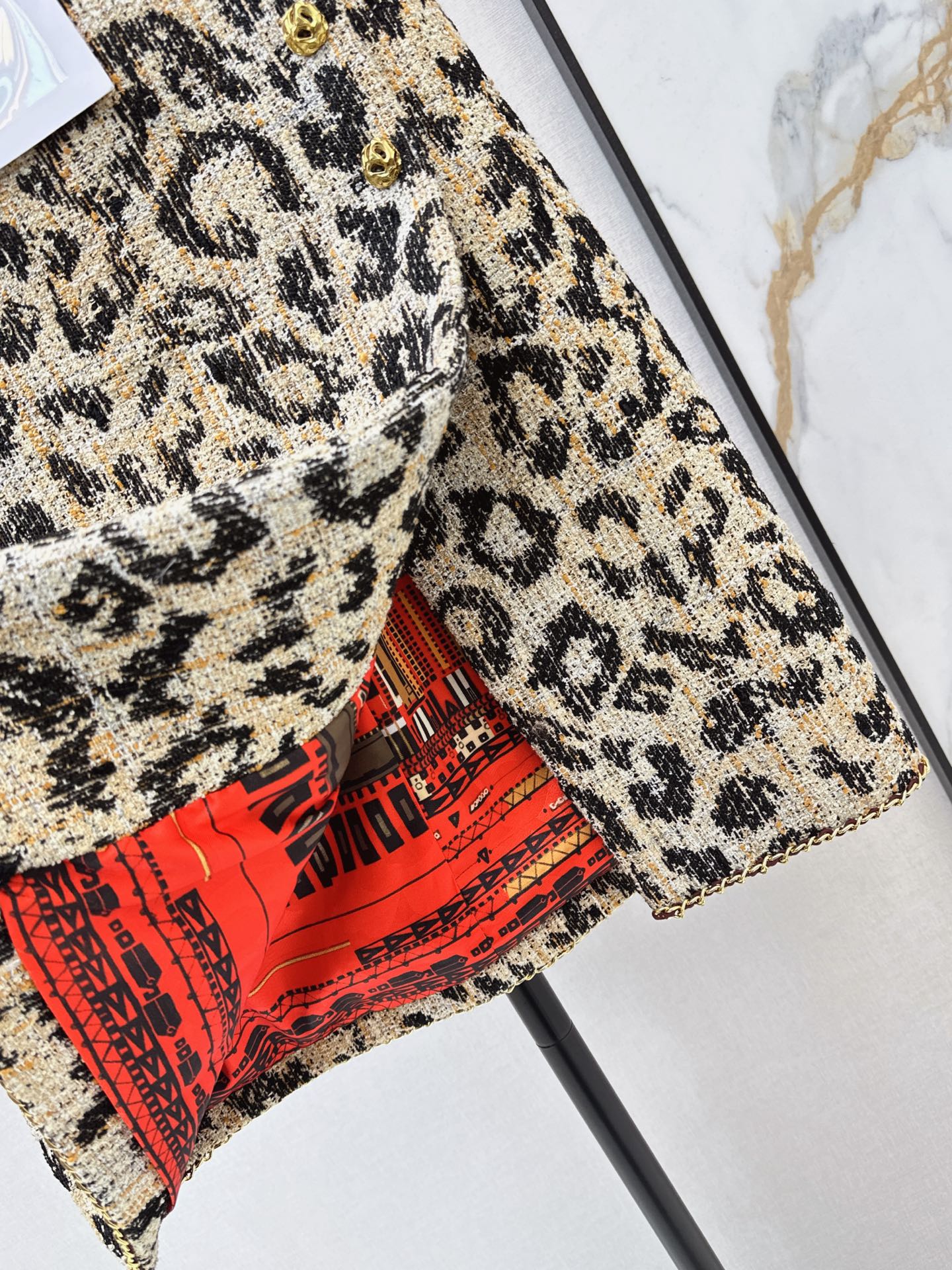 Chan 26fw leopard jacquard A-line skirt