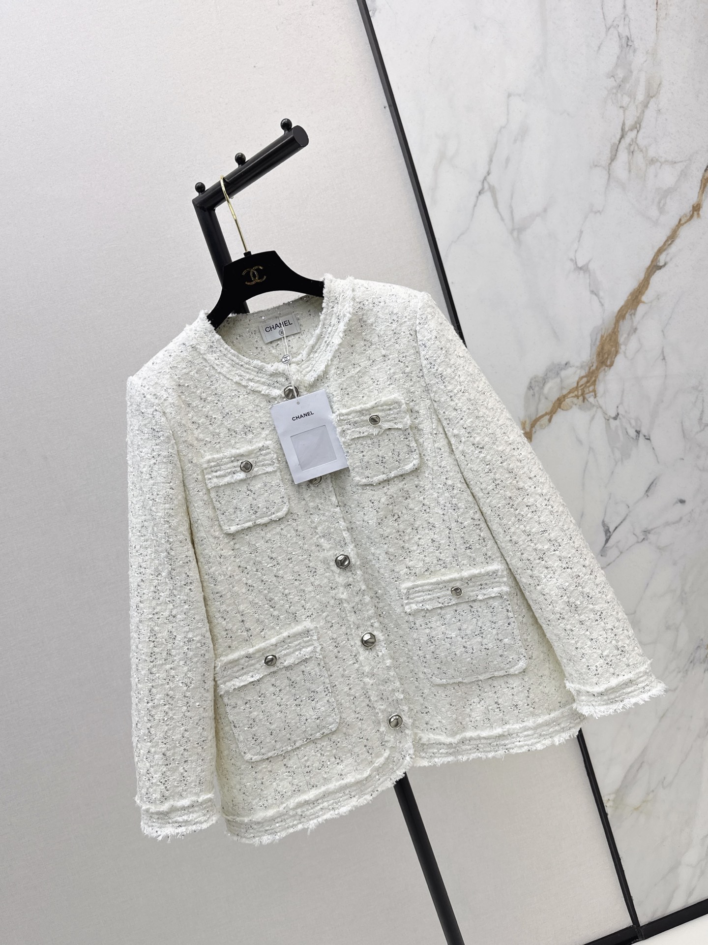 Chan 26fw tweed goose down filled woven jacket