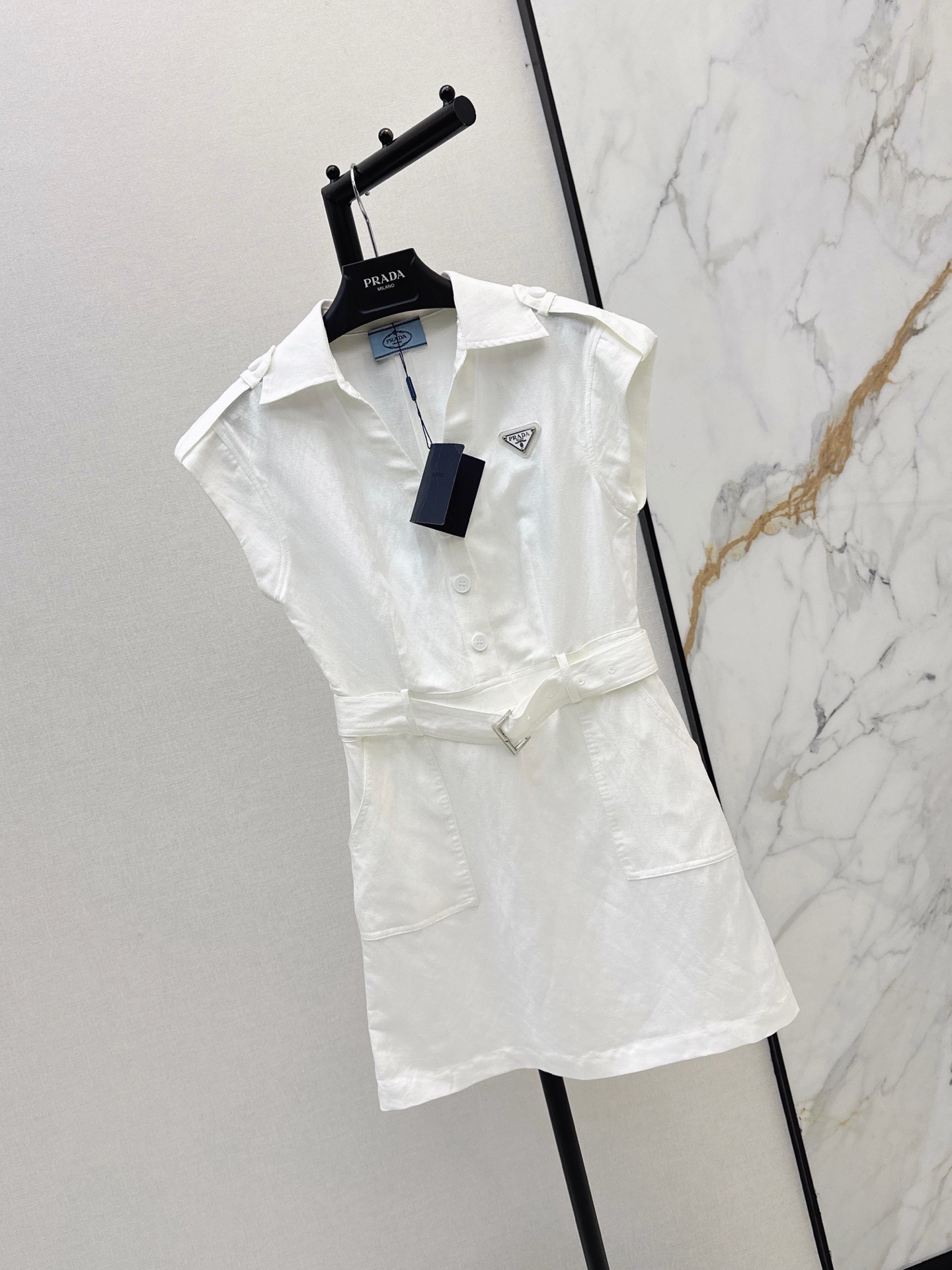 Pra 26ss sleeveless linen dress