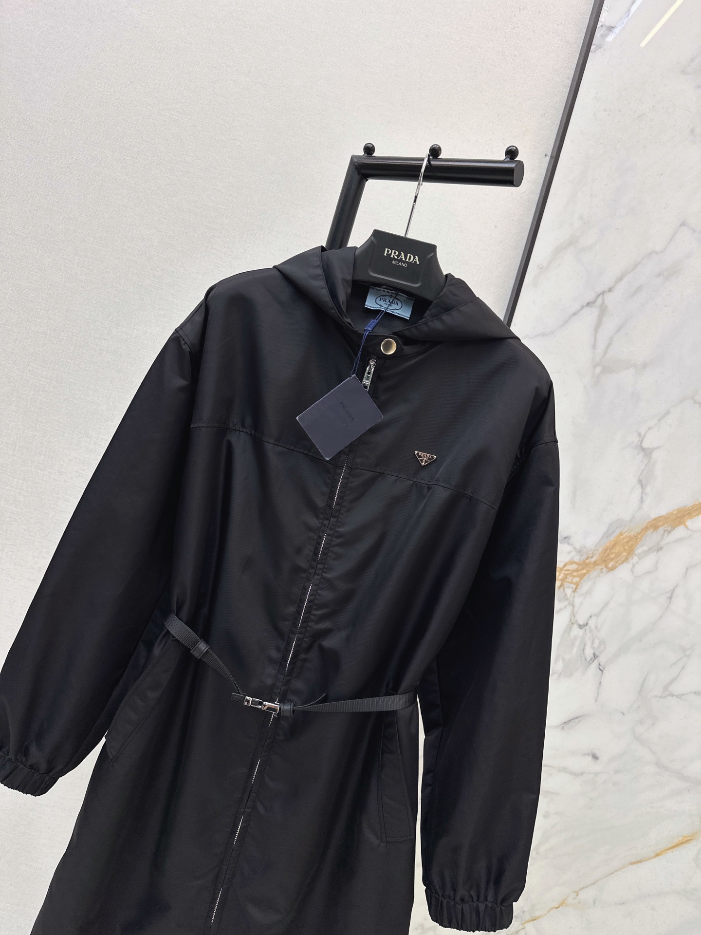 Pra 26fw long hooded zip jacket