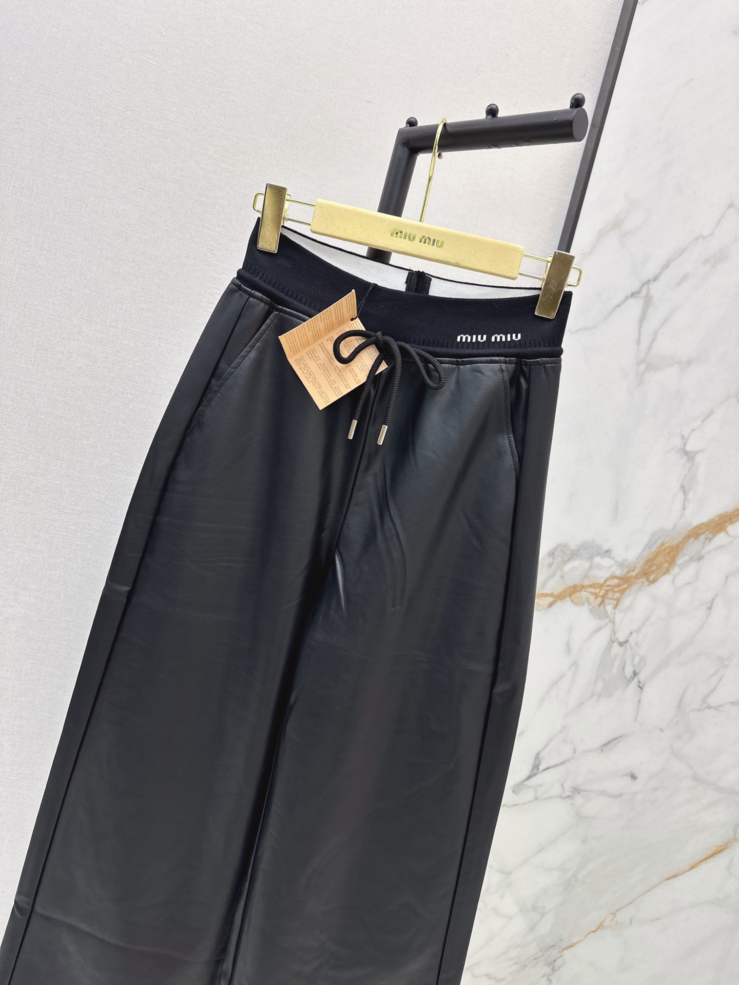 Miu 26fw pu drawstring pants