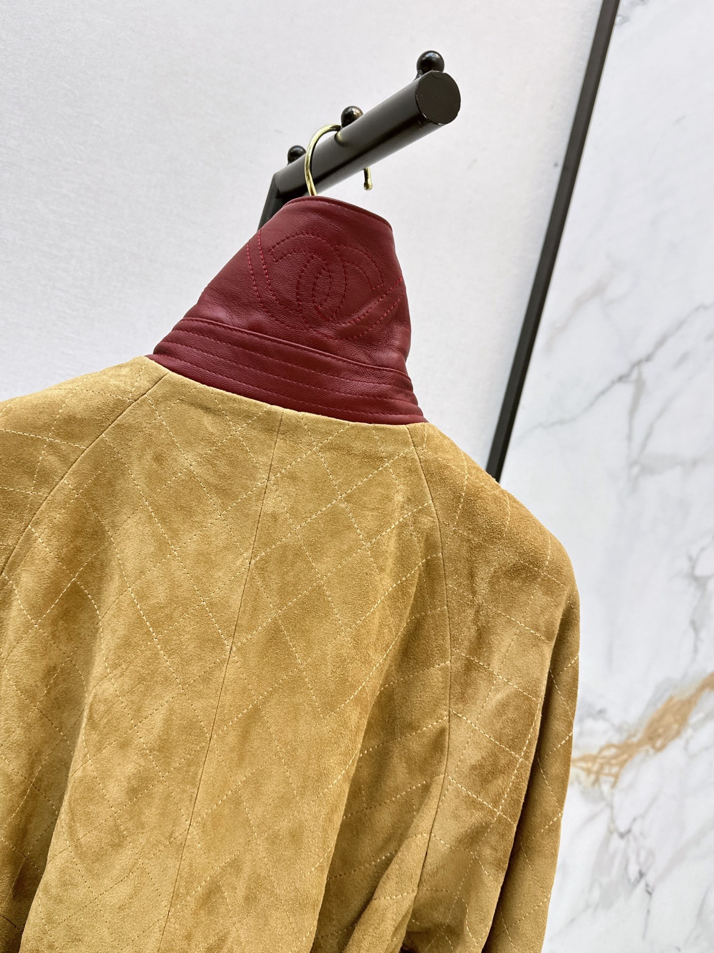 Chan 26fw suede fleece belted long jacket