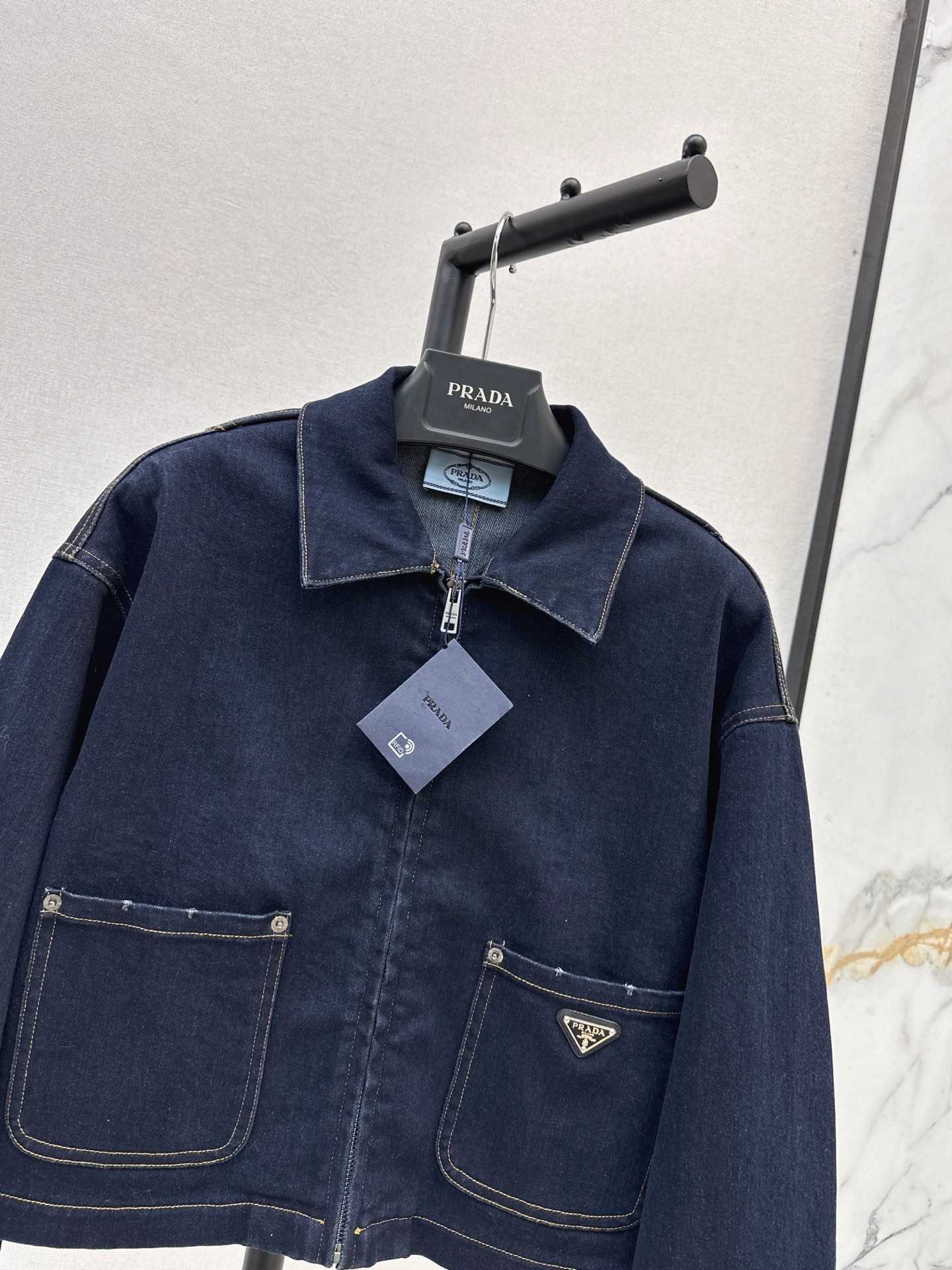 Pra 26fw zip-up denim jacket