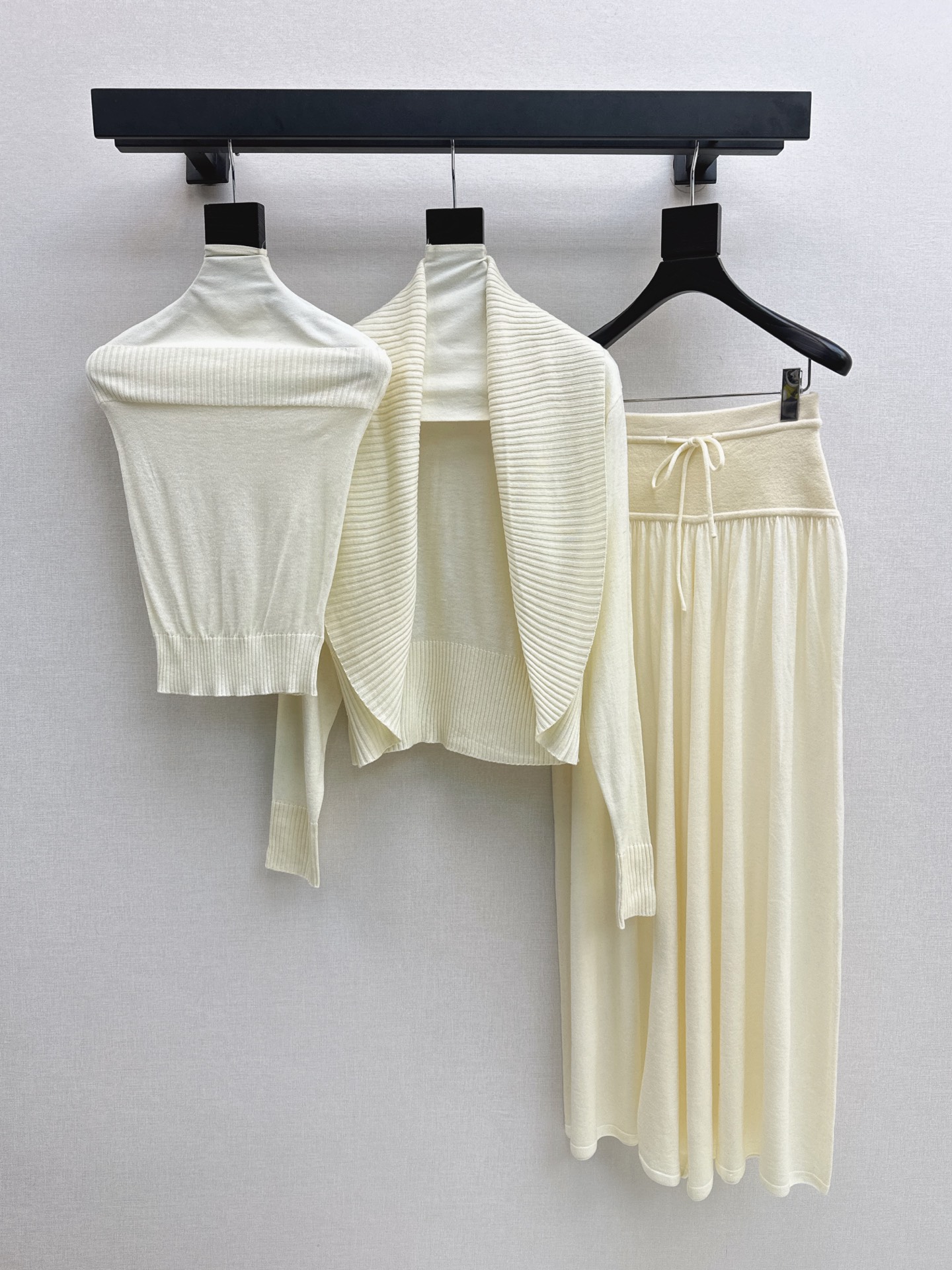 Row 26fw wool cardigan tube top pants sets