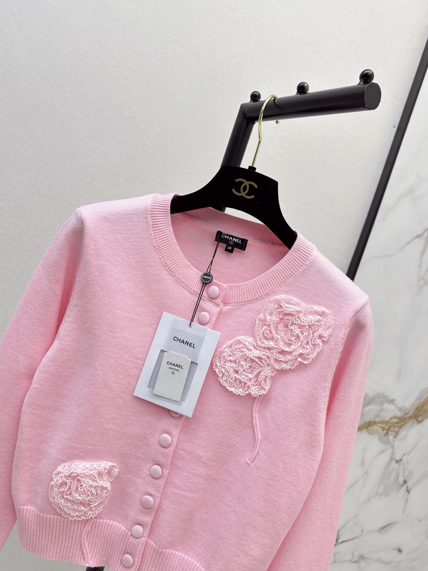 Chan 26fw 3d floarl knit cardigan