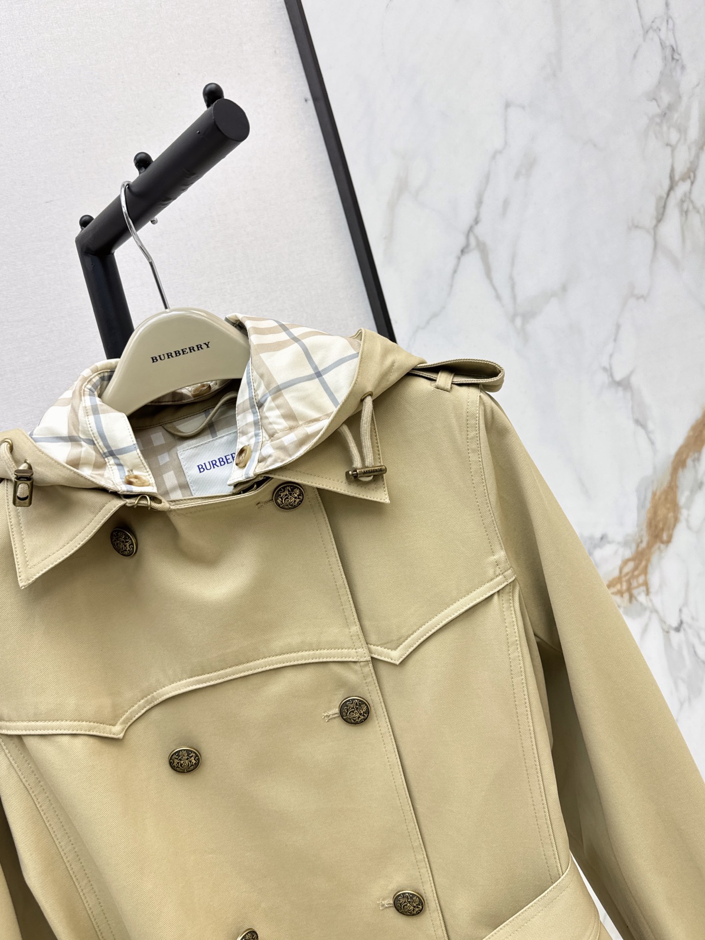 Bur 26fw hooded cropped trench coats
