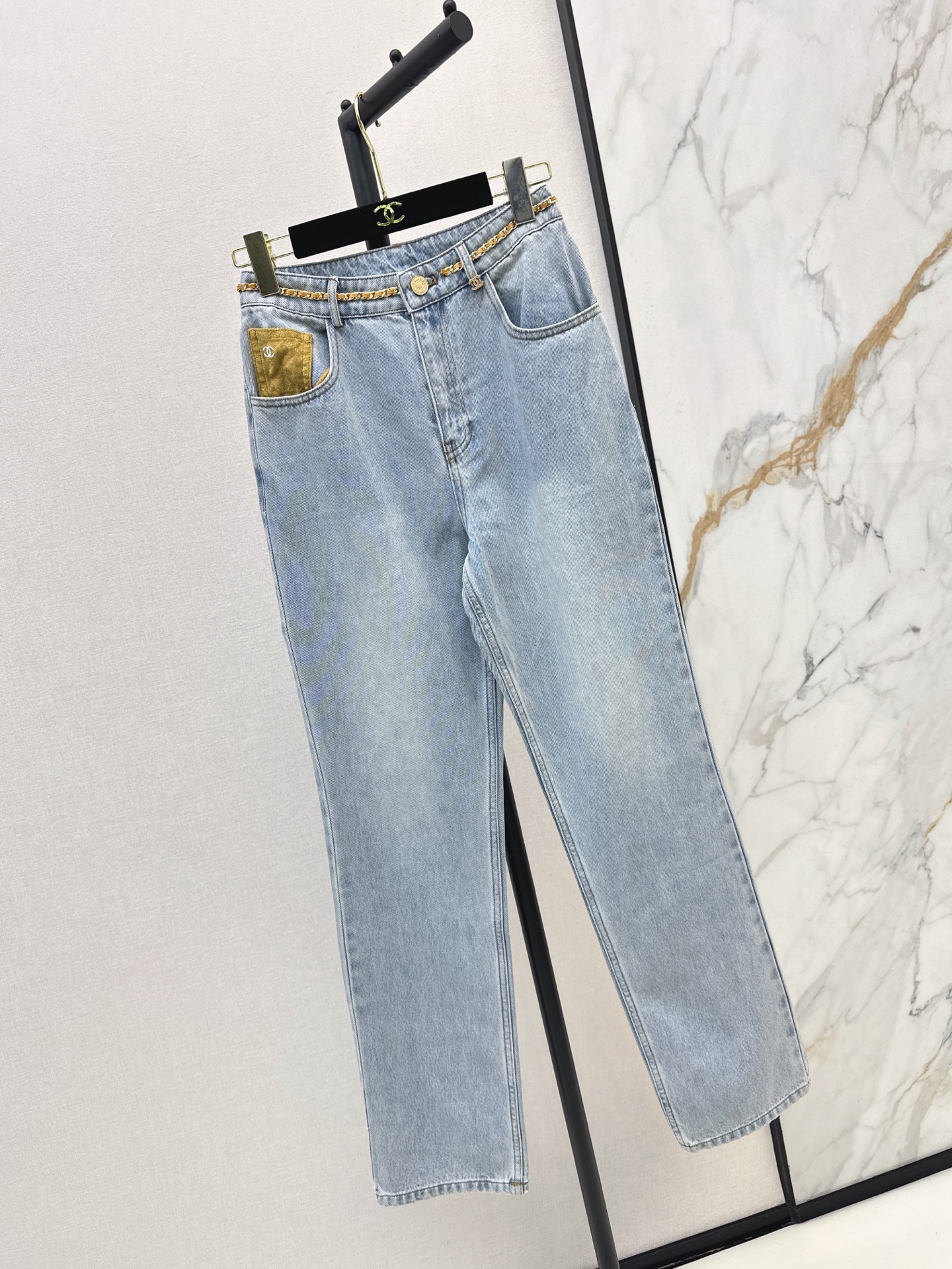 Chan 26fw suede contract straight-leg jeans