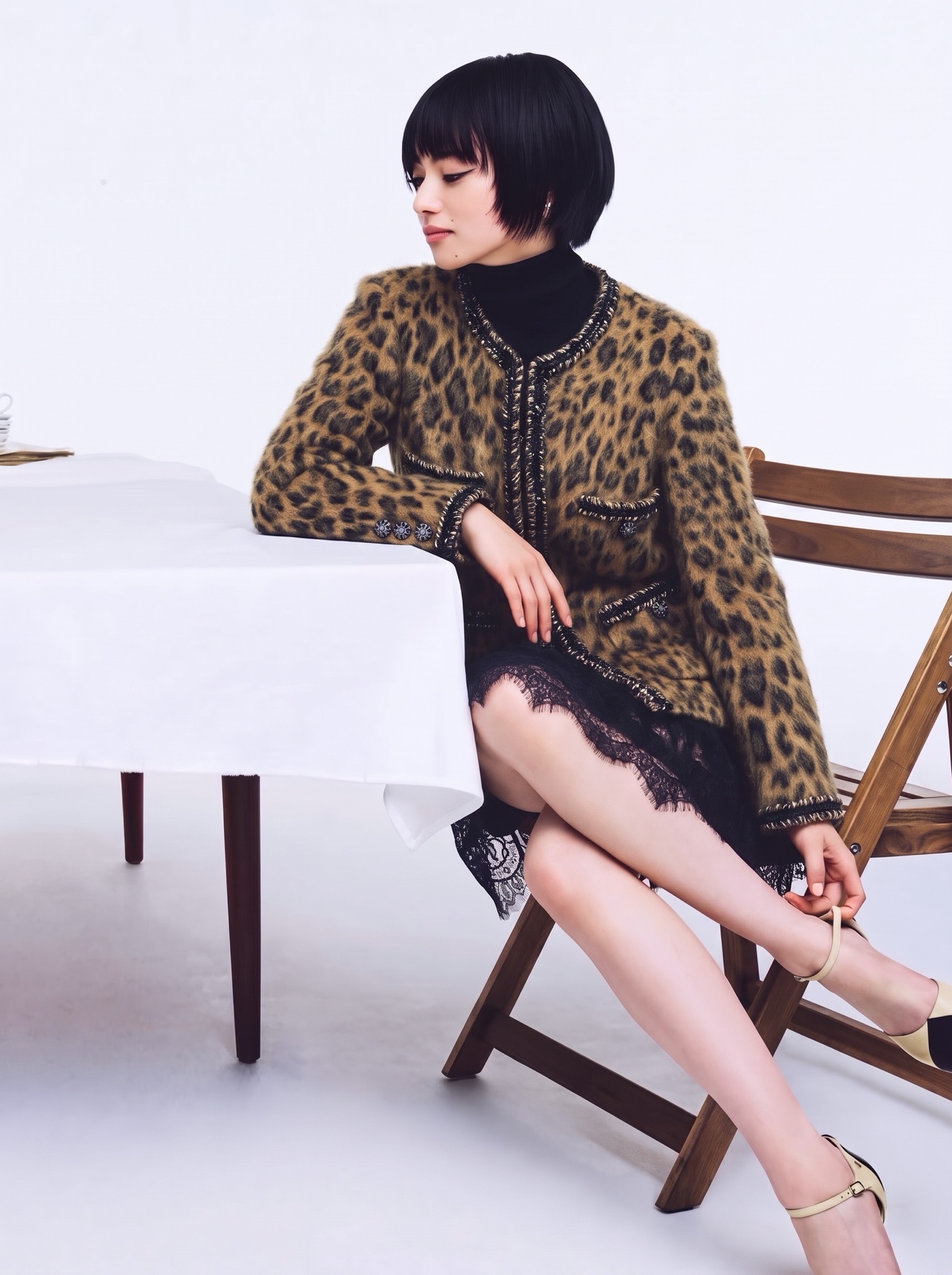 Chan 26fw leopard-print fuzzy jacket