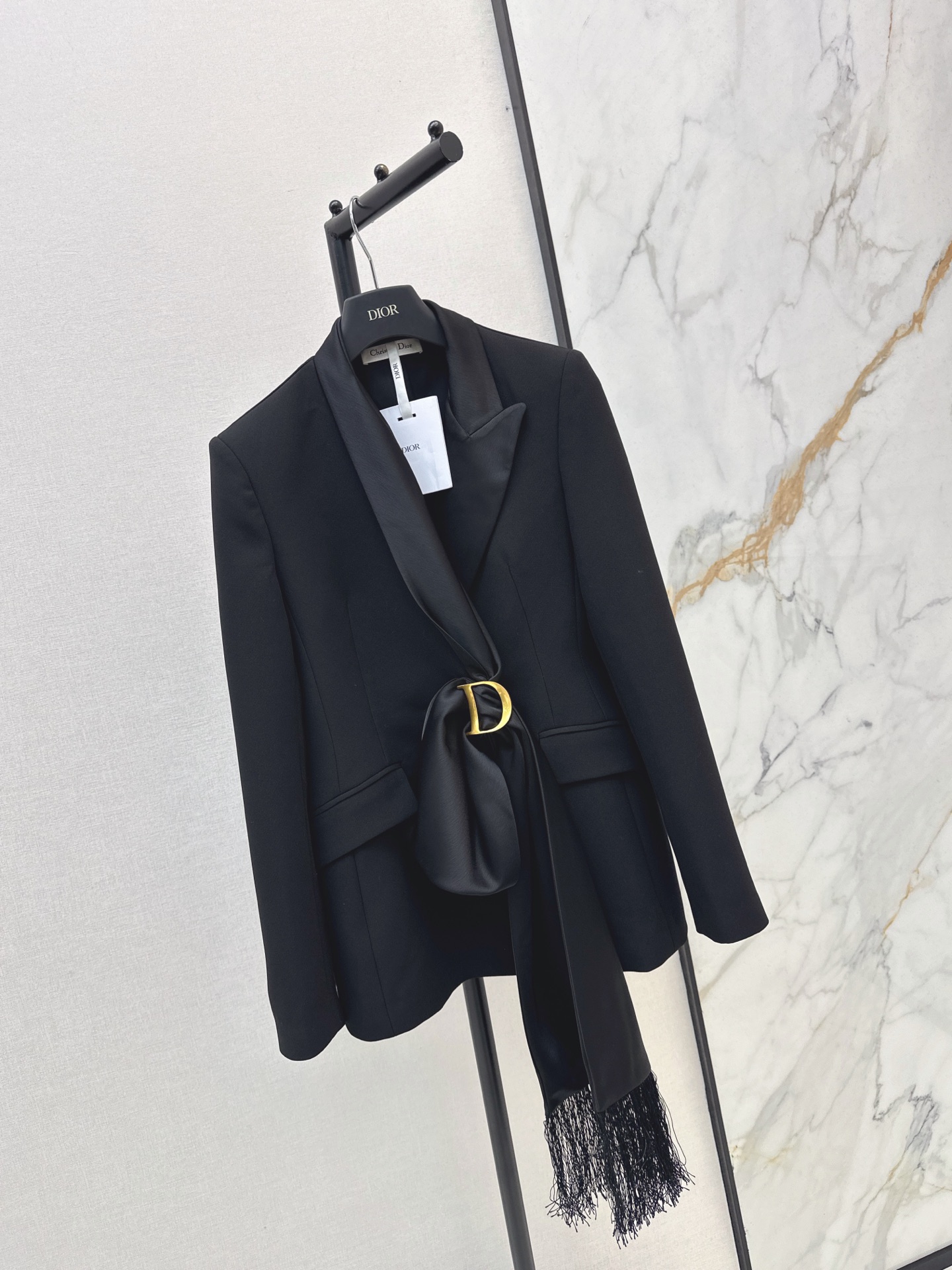 CD 26fw blazer with fringed sash belt