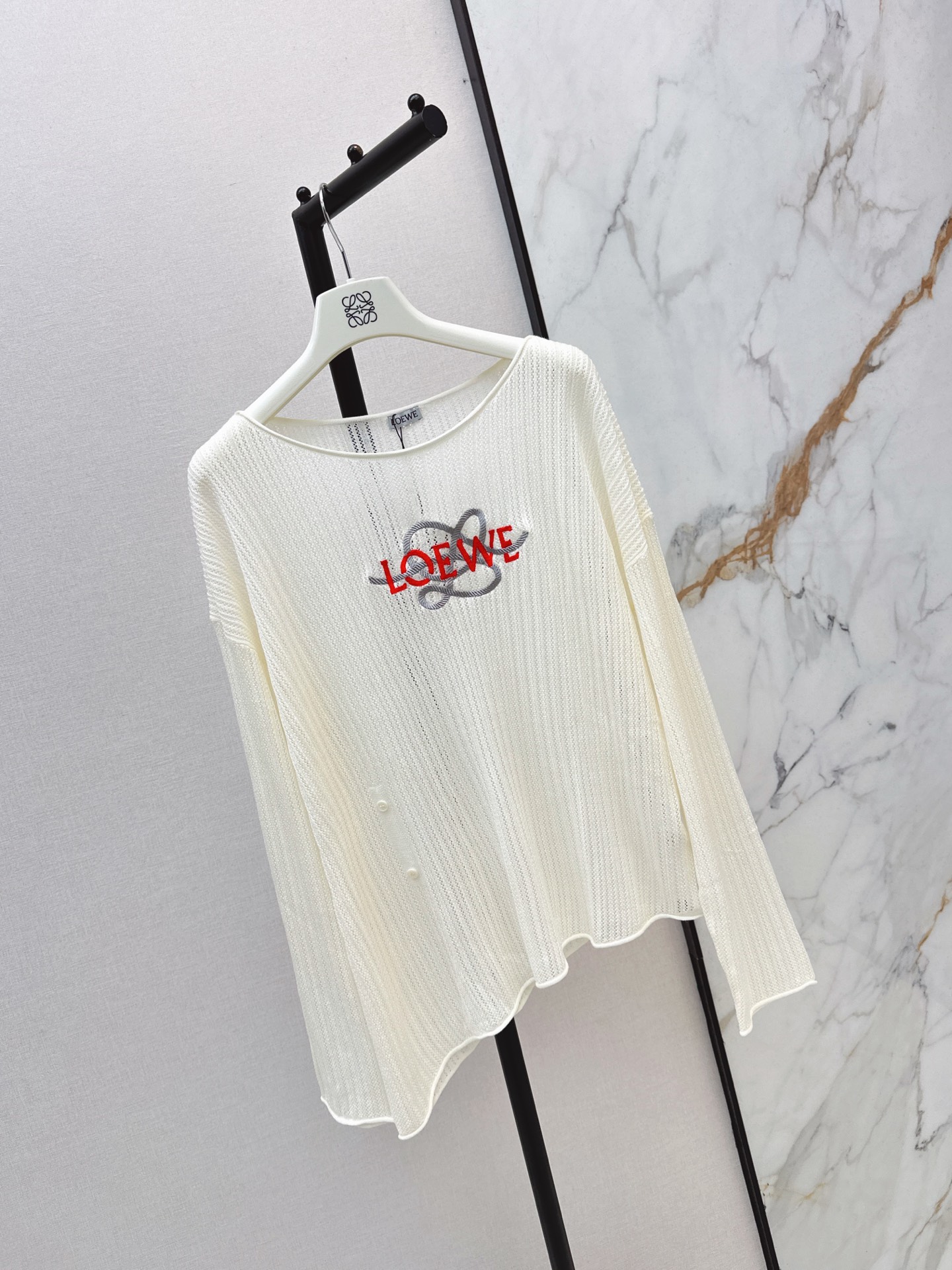 Loe 26fw embroidery hollow knitwear