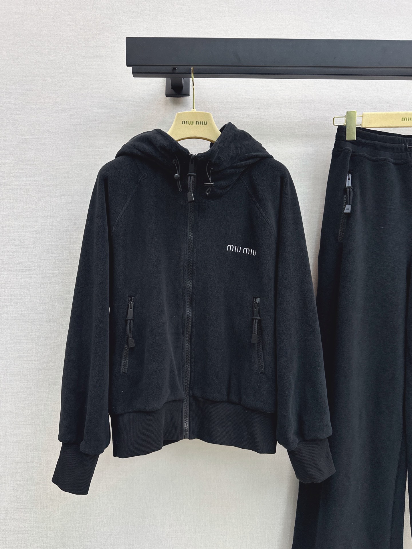 Miu 26fw casual hooded jacket pants sets