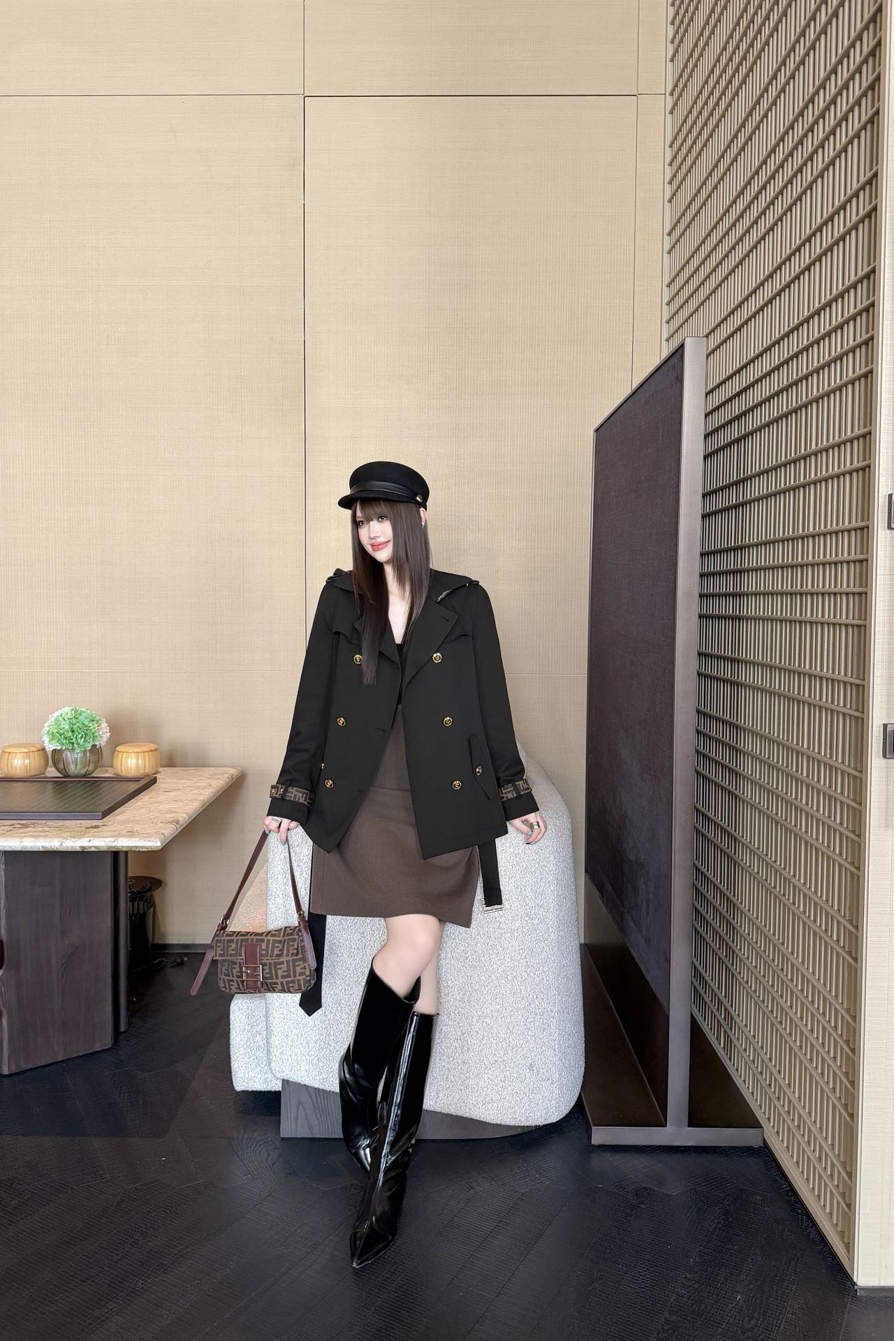 Fen 26fw hooded belted trench coats