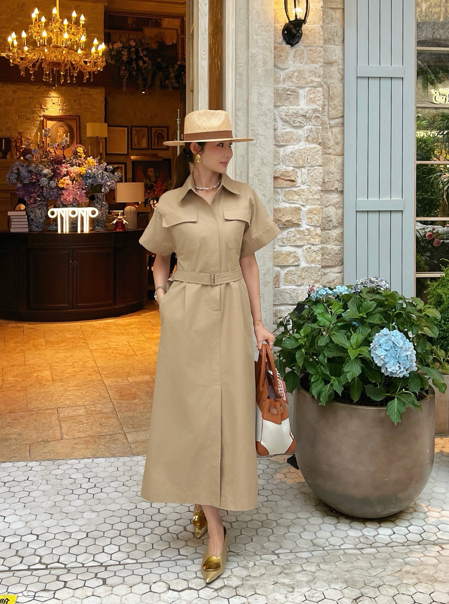 Brun 26ss belted shirt dress