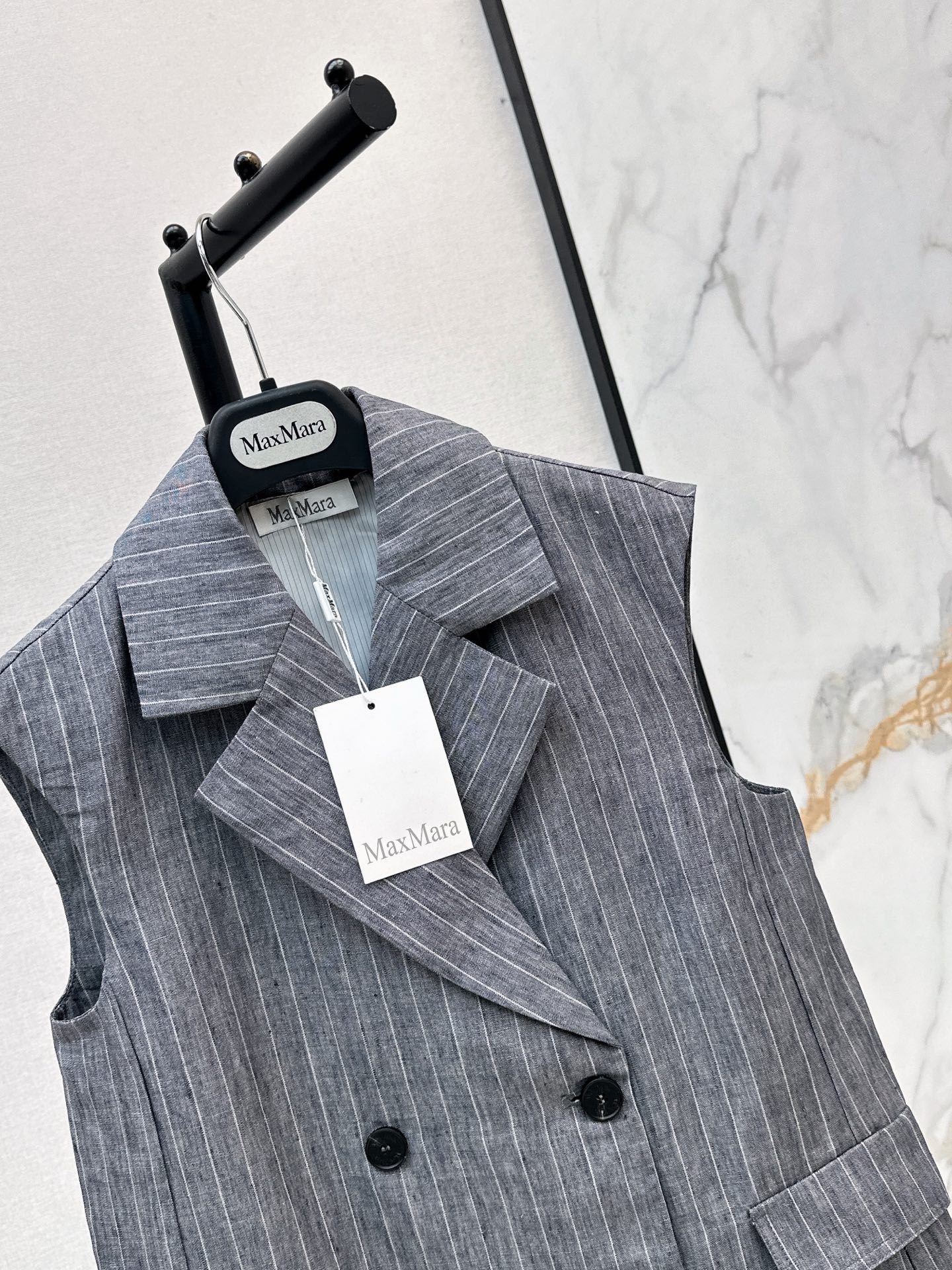 Max 26ss stripe linen suit vest