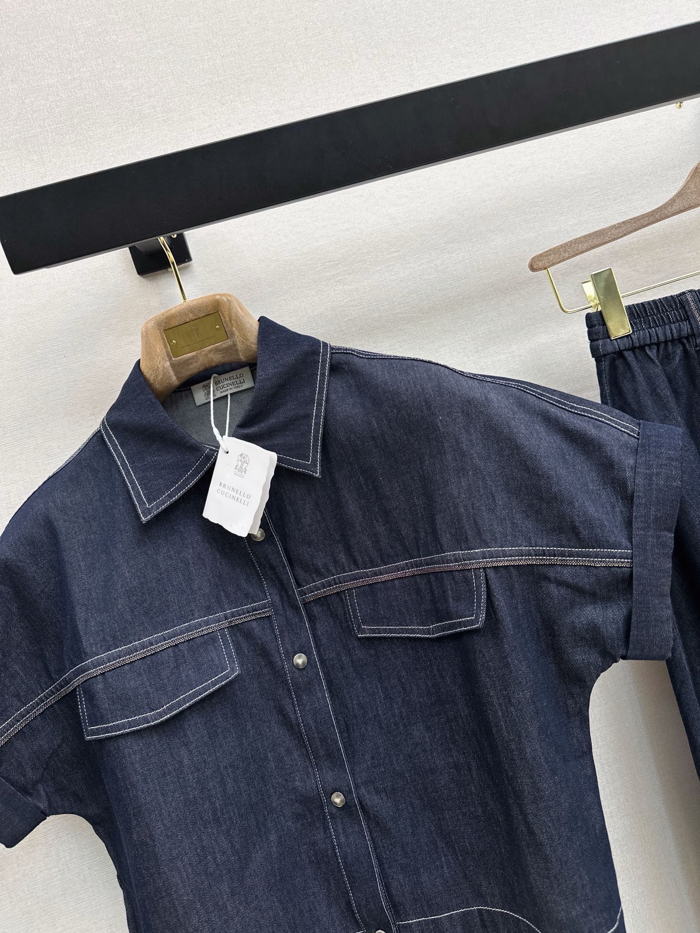 Brun 26ss denim shirt skirt sets