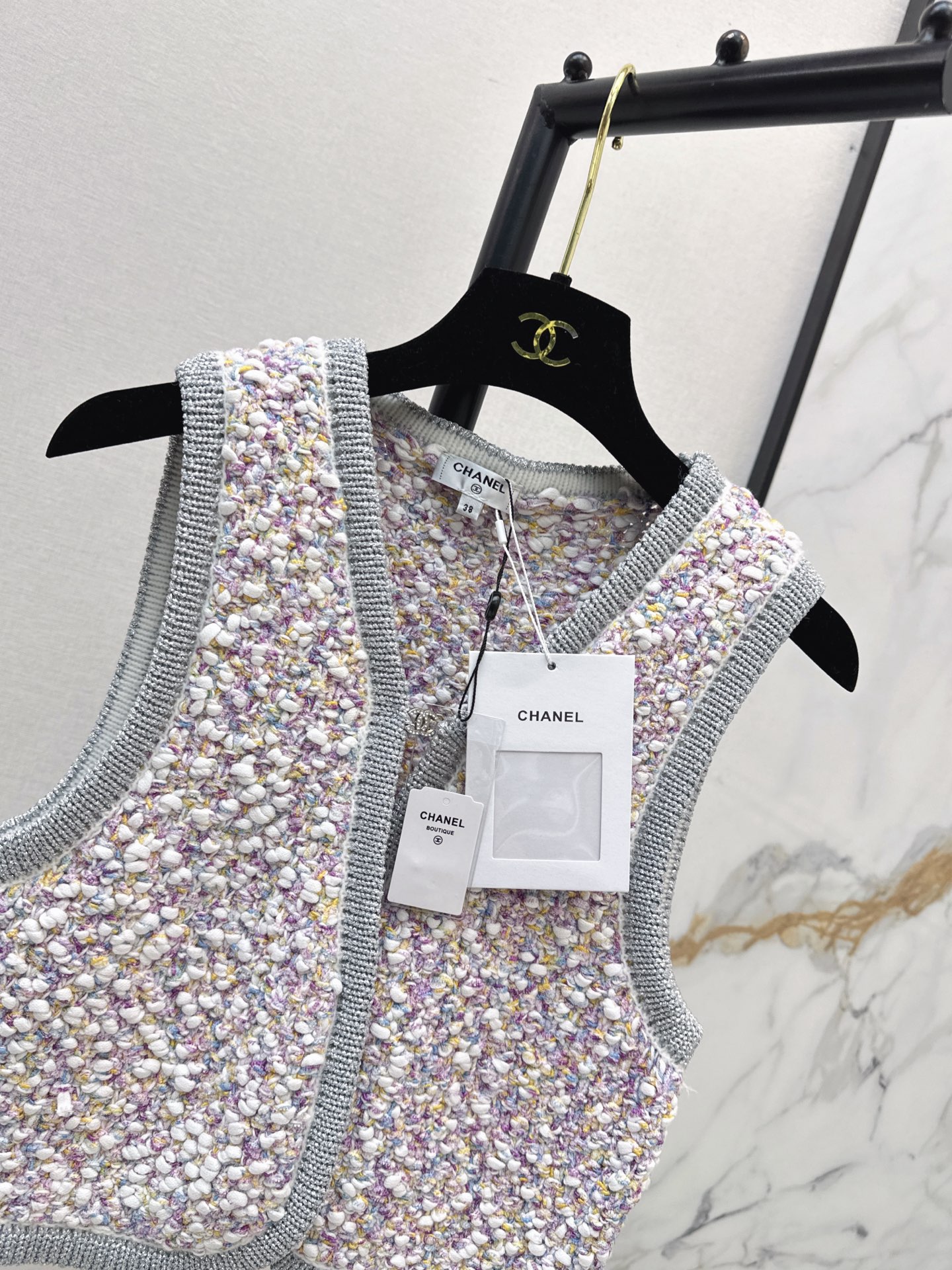 Chan 26fw tweed knit vest