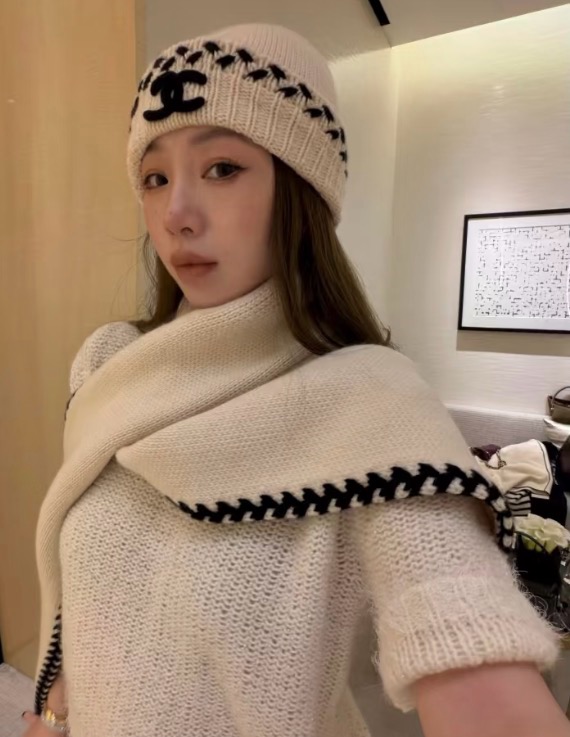 Chan 26fw knit beanie scarf sets