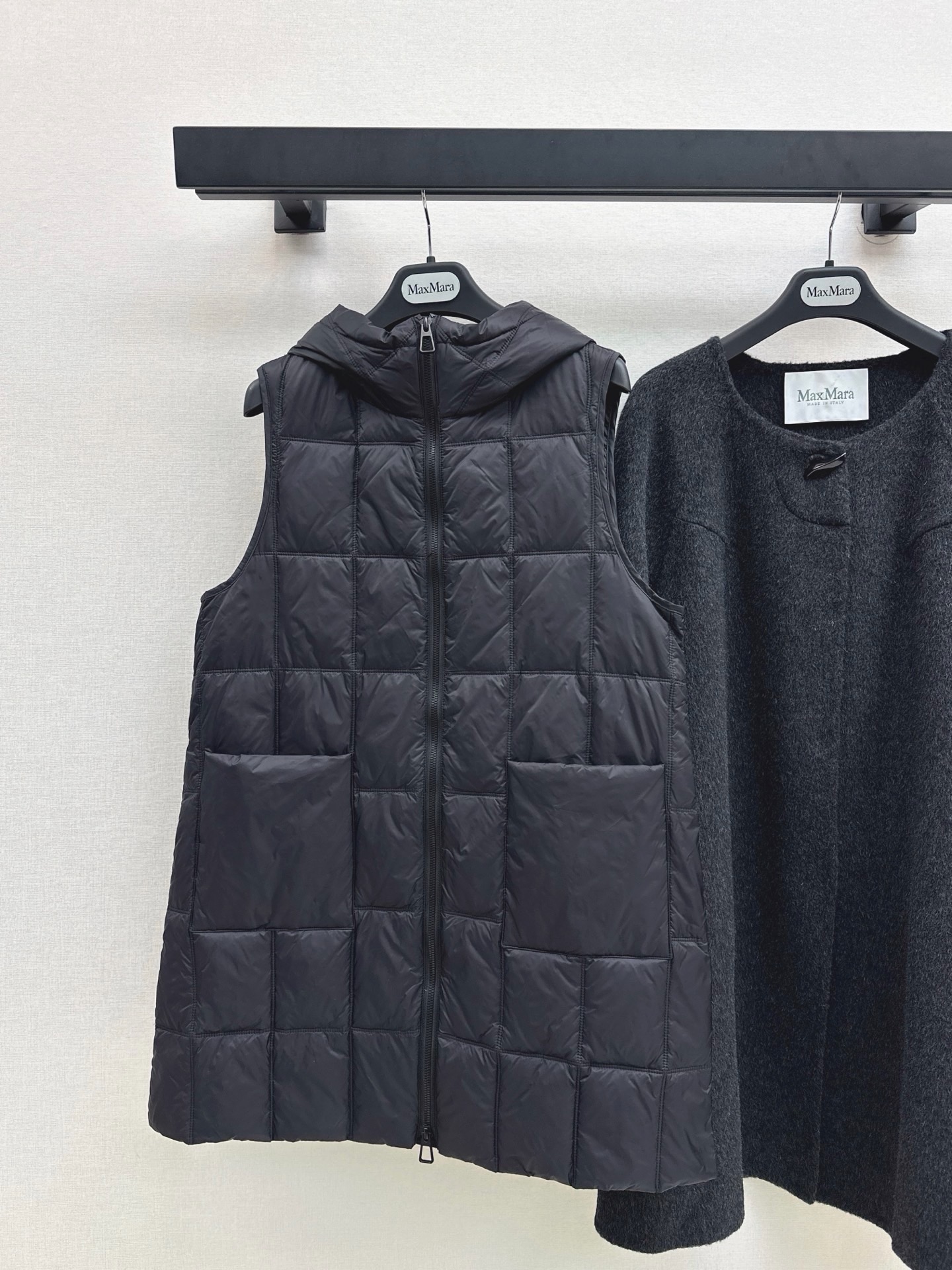 Max 26fw hooded down vest overcoats sets