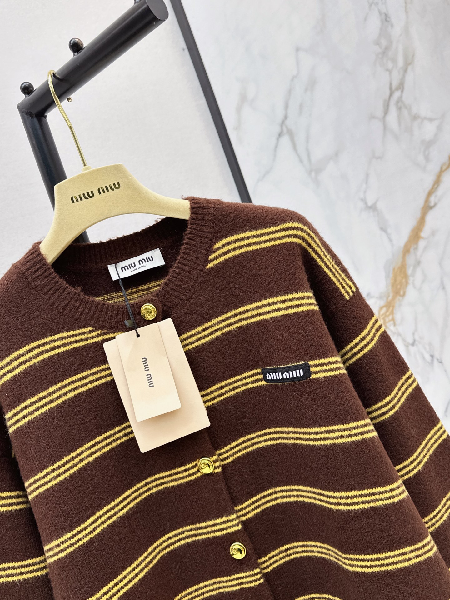 Miu 26fw stripe knit cardigan