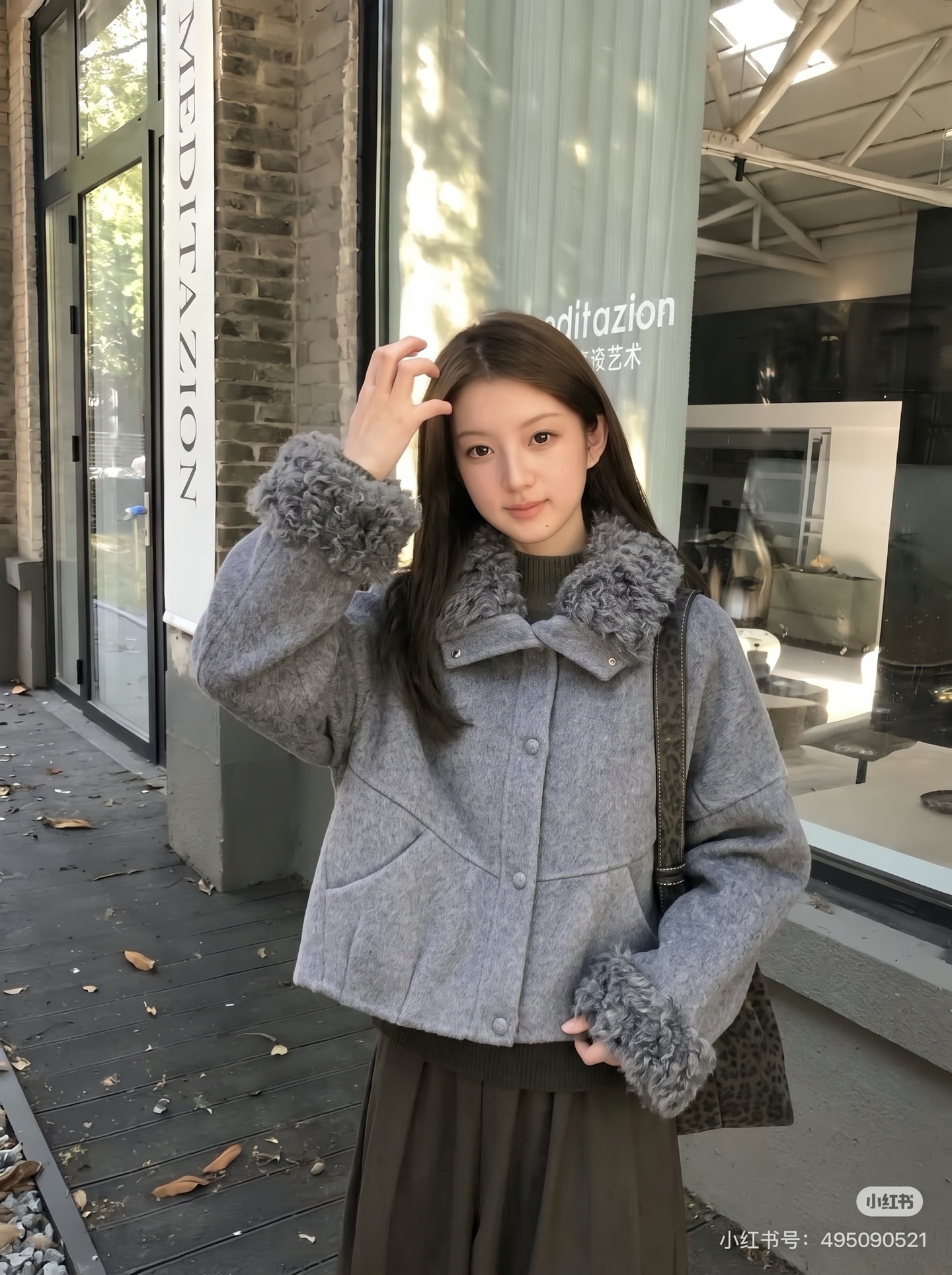 Max 26fw fur-trim woolen jacket