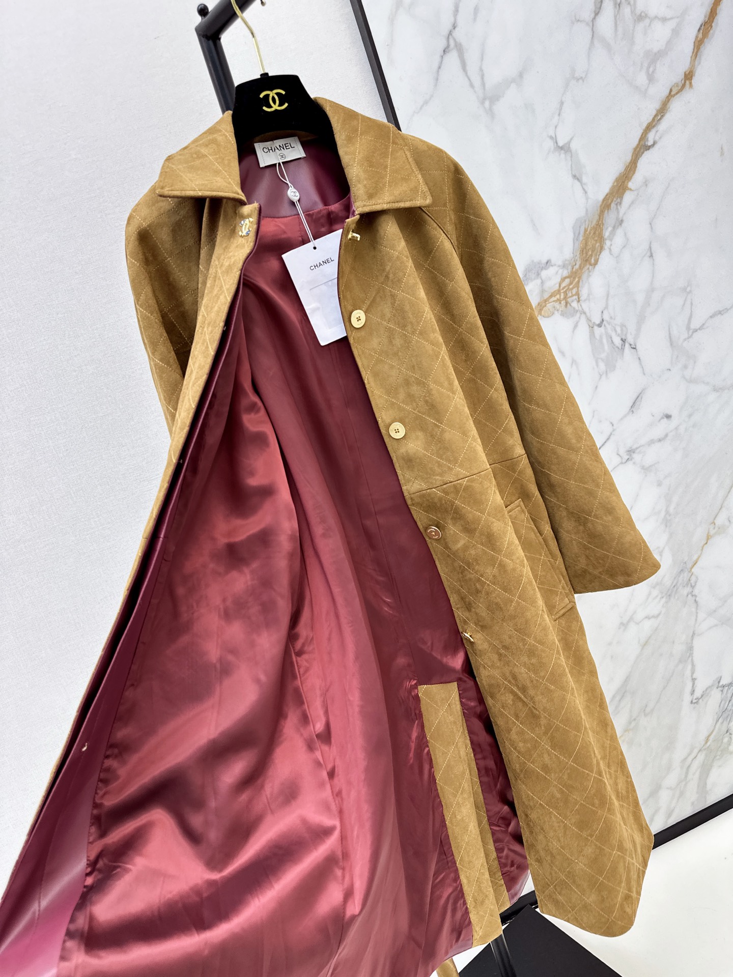 Chan 26fw suede fleece trench coats