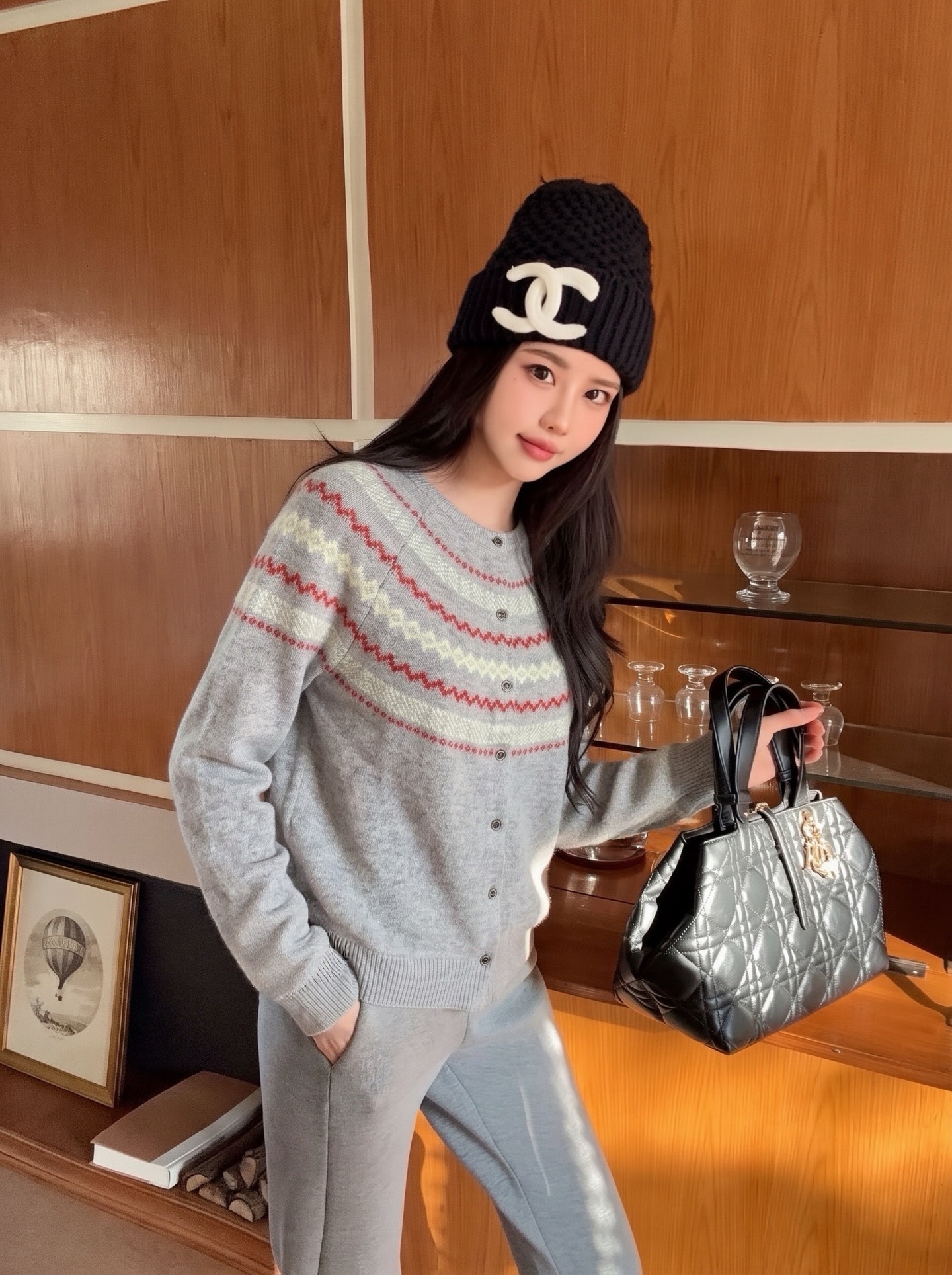 Max 26fw fair isle knit cardigan