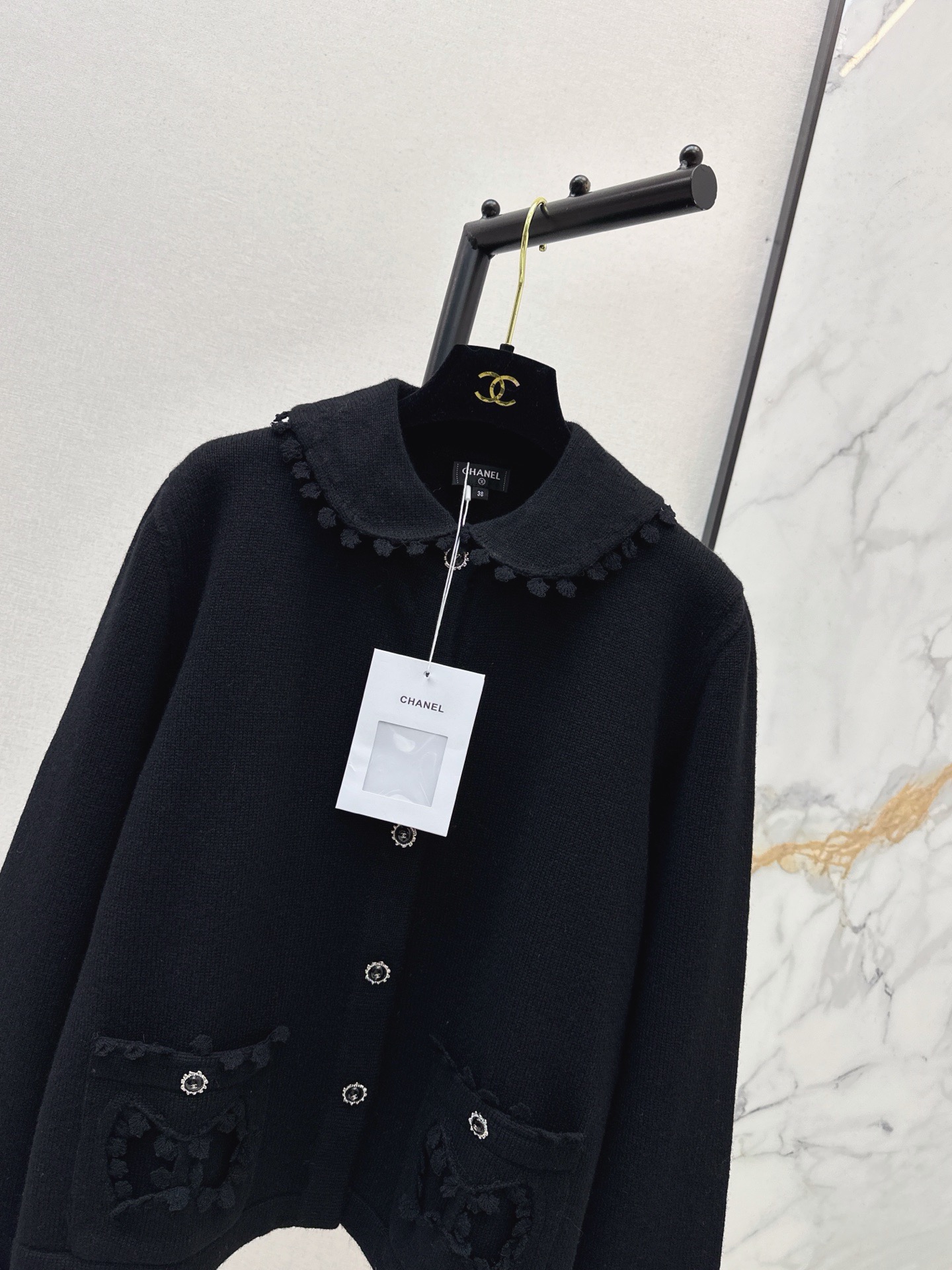 Chan 26fw lace-trim cardigan