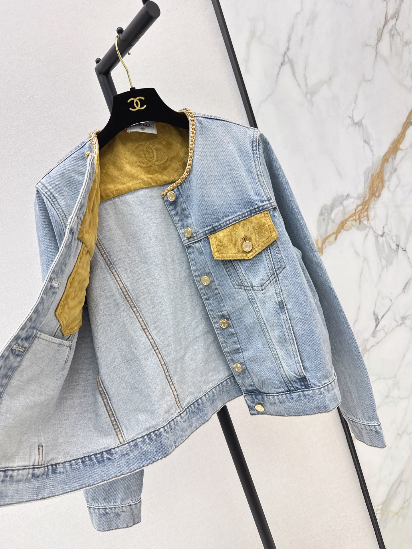 Chan 26fw suede contract denim jacket