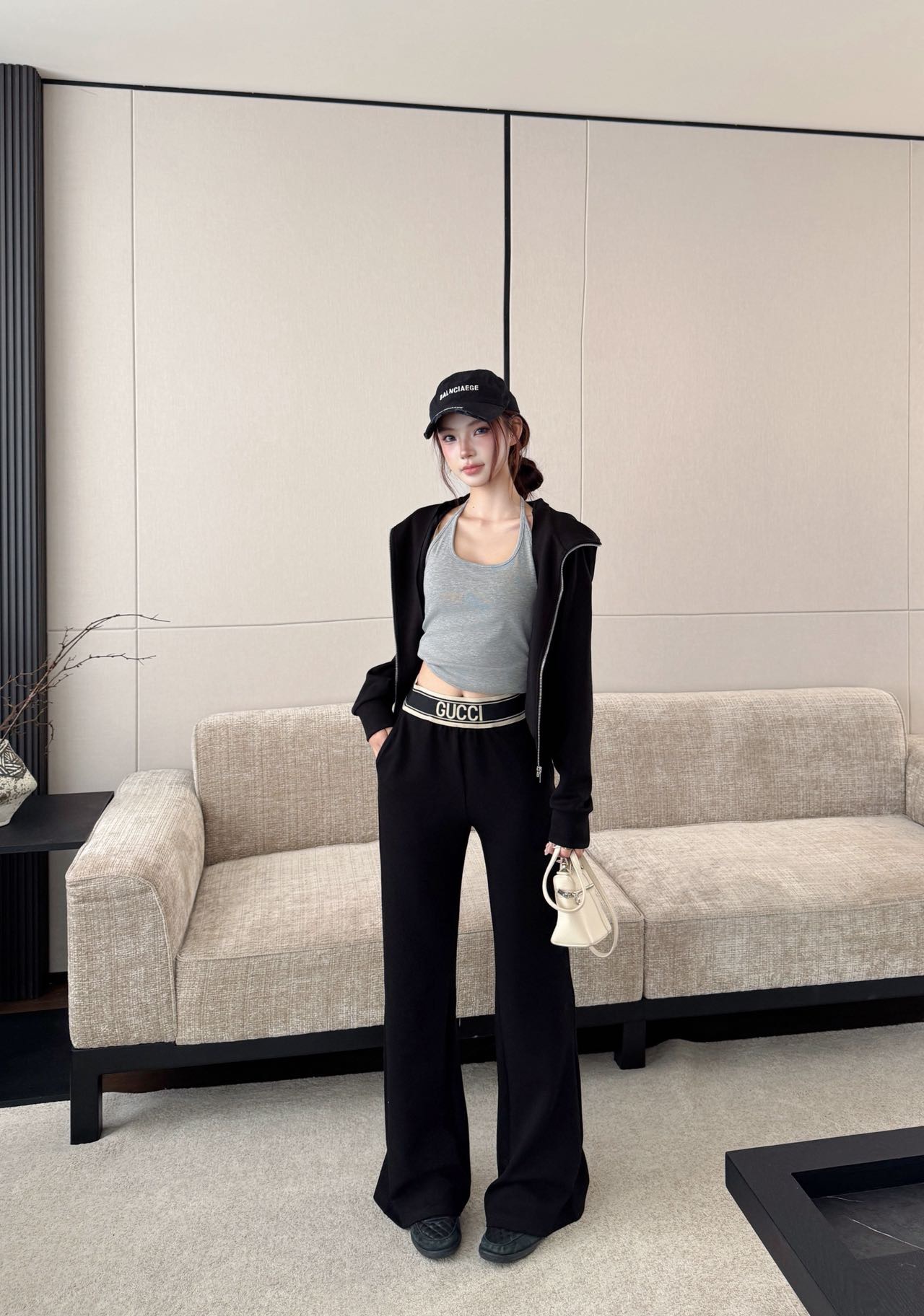 Guc 26fw casual hooded jacket pants sets