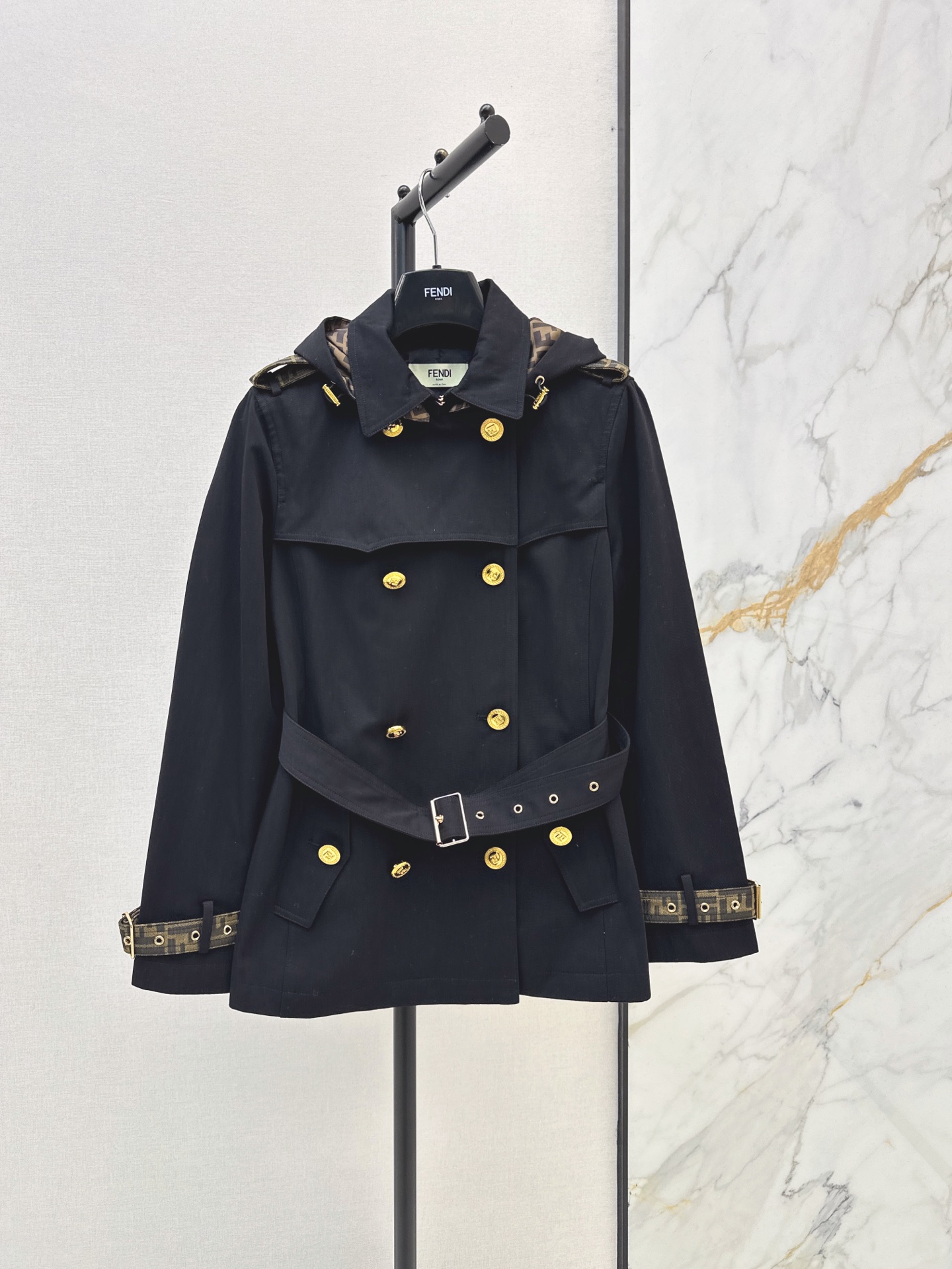 Fen 26fw hooded belted trench coats