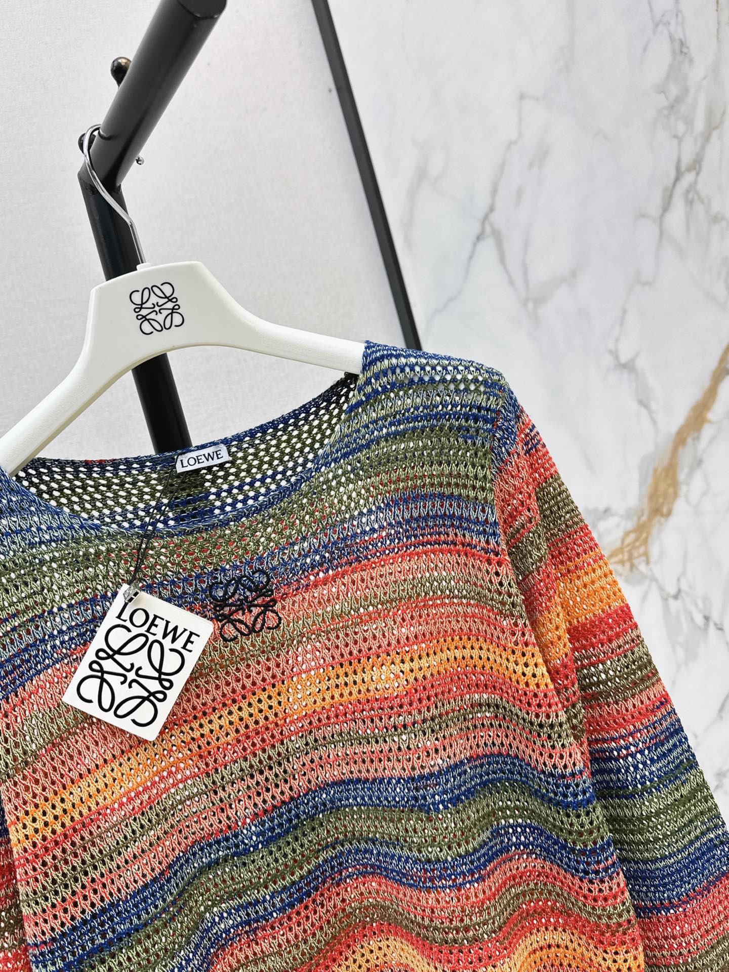 Loe 26fw stripe hollow knitwear
